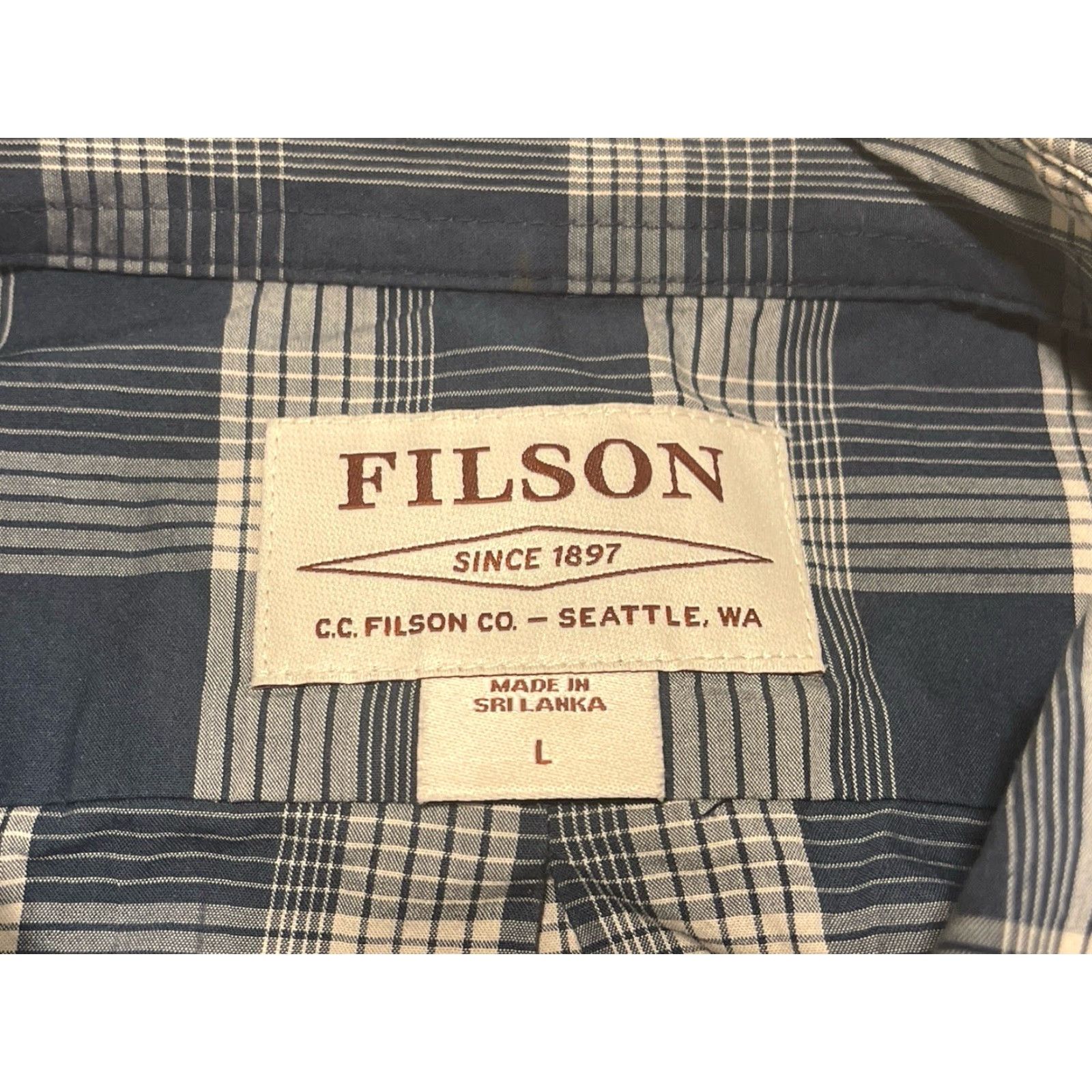 Filson Filson Shirt Plaid Long Sleeve Button-Up Large Blue Pocketed Outdoorsman Mens Size US L / EU 52-54 / 3 - 4 Thumbnail