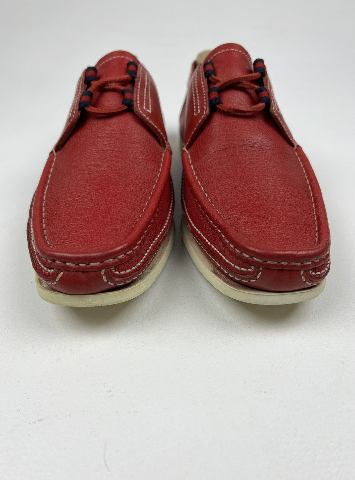 Gucci GUCCI Loafers Leather Shoes Lace Up Web Logo Red Men’s Size US 10 / EU 43 - 4 Thumbnail