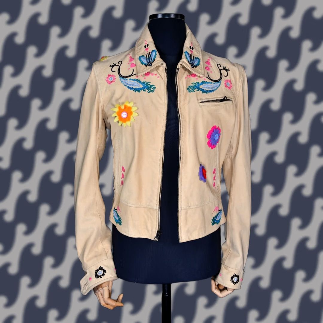 Levi's LVC Levi’s Vintage Clothing 1930's Leather Jacket Women's M Embroidered Beige Leather Jacket Womens M Size M / US 6-8 / IT 42-44 - 1 Thumbnail
