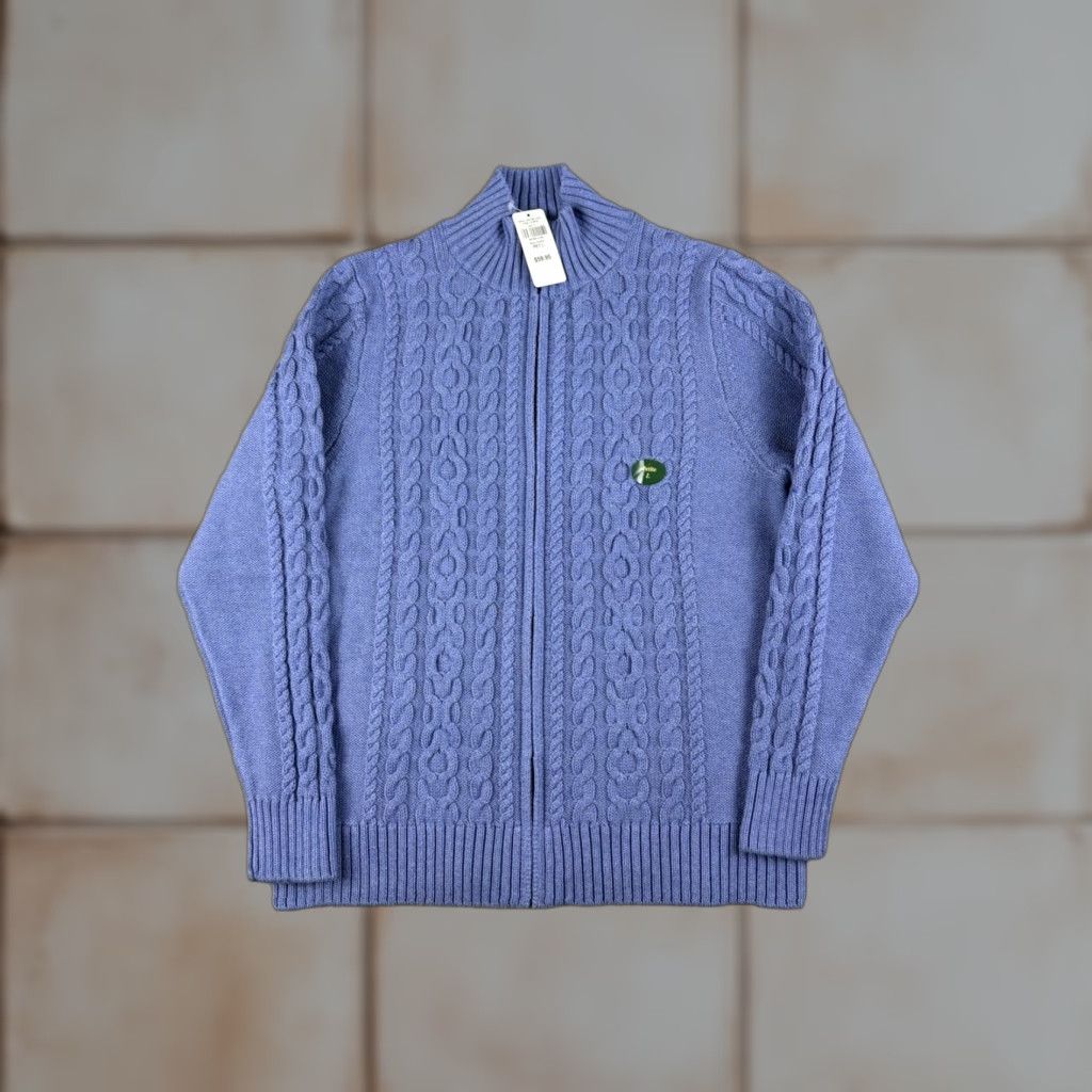 Vintage LL Bean Sweater Women’s Full Zip Petite Size L Blue Cable Knit Outdoors NEW Size L / US 10 / IT 46 - 1 Thumbnail