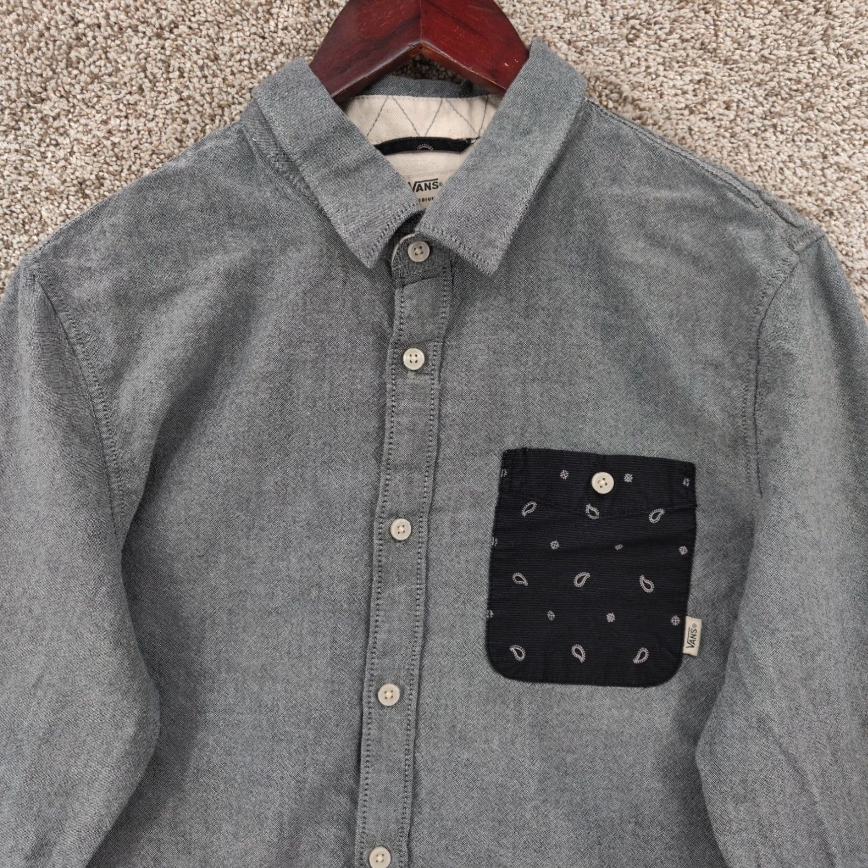 Vans VANS Shirt Mens Medium Blue Paisley Regular Fit Long Sleeve Button Skate Size US M / EU 48-50 / 2 - 2 Thumbnail