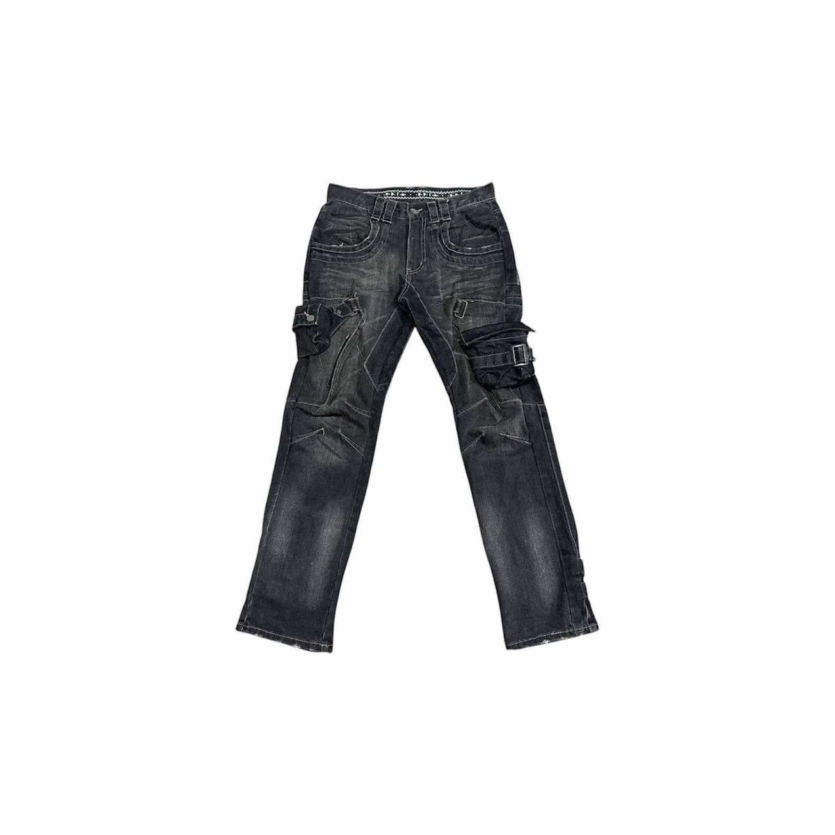 Japanese Brand × Le Grande Bleu (L.G.B.) × PPFM 🔥Sick Y2K PPFM Cargo Black Denim Detachable 3D Pockets Size US 30 / EU 46 - 3 Thumbnail
