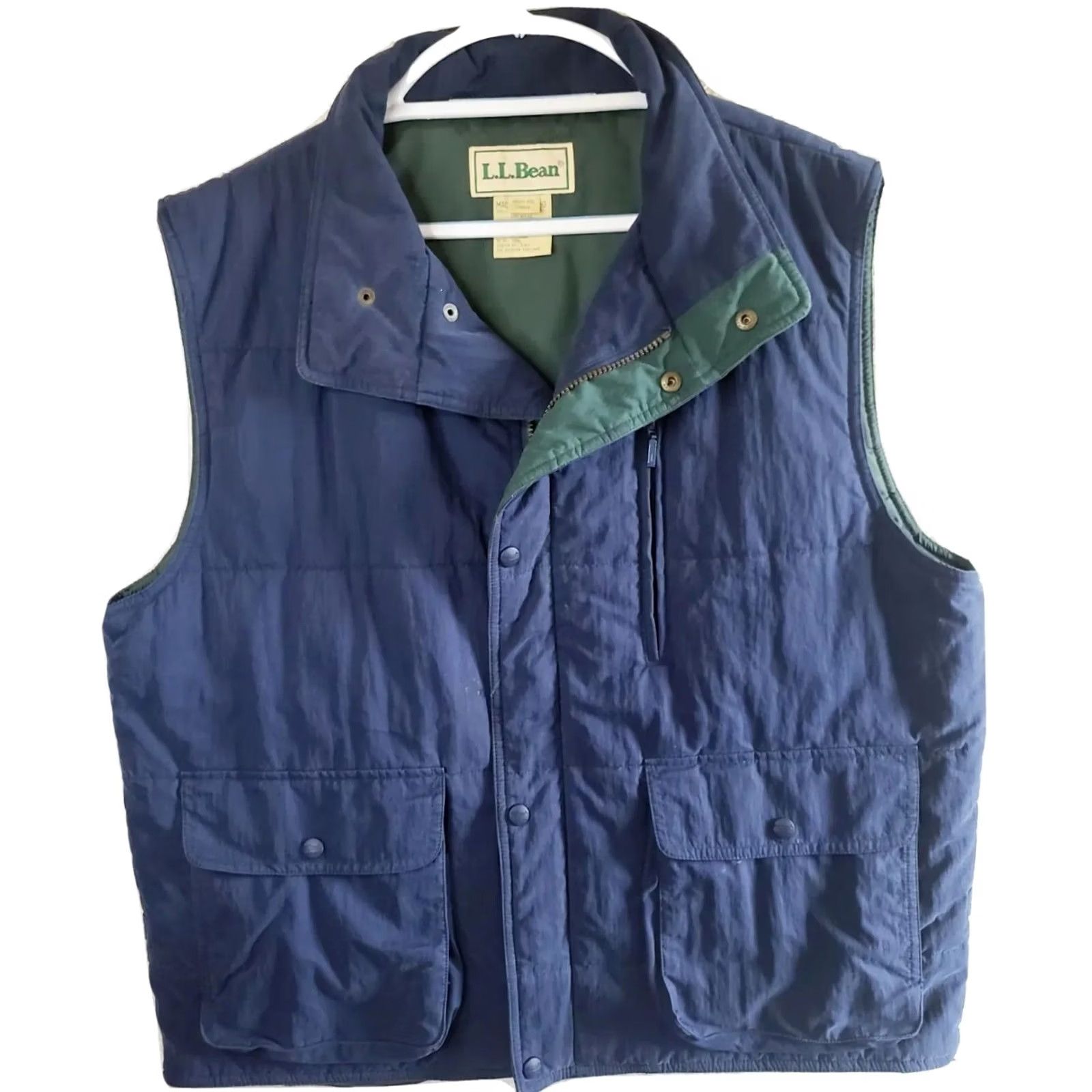 Vintage VINTAGE L.L. Bean Vest Windbreaker Full Zip Blue Green Interior L Mens Regular Size L Reg. Size US L / EU 52-54 / 3 - 2 Thumbnail