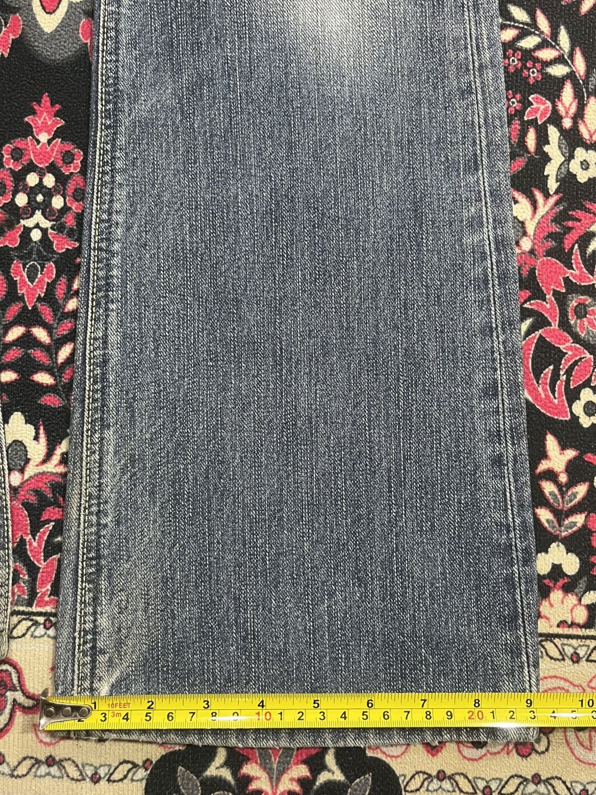 Lee Vintage Lee Riders Japan Made Blue Wash Distress Flare Jeans Size US 31 - 16 Thumbnail