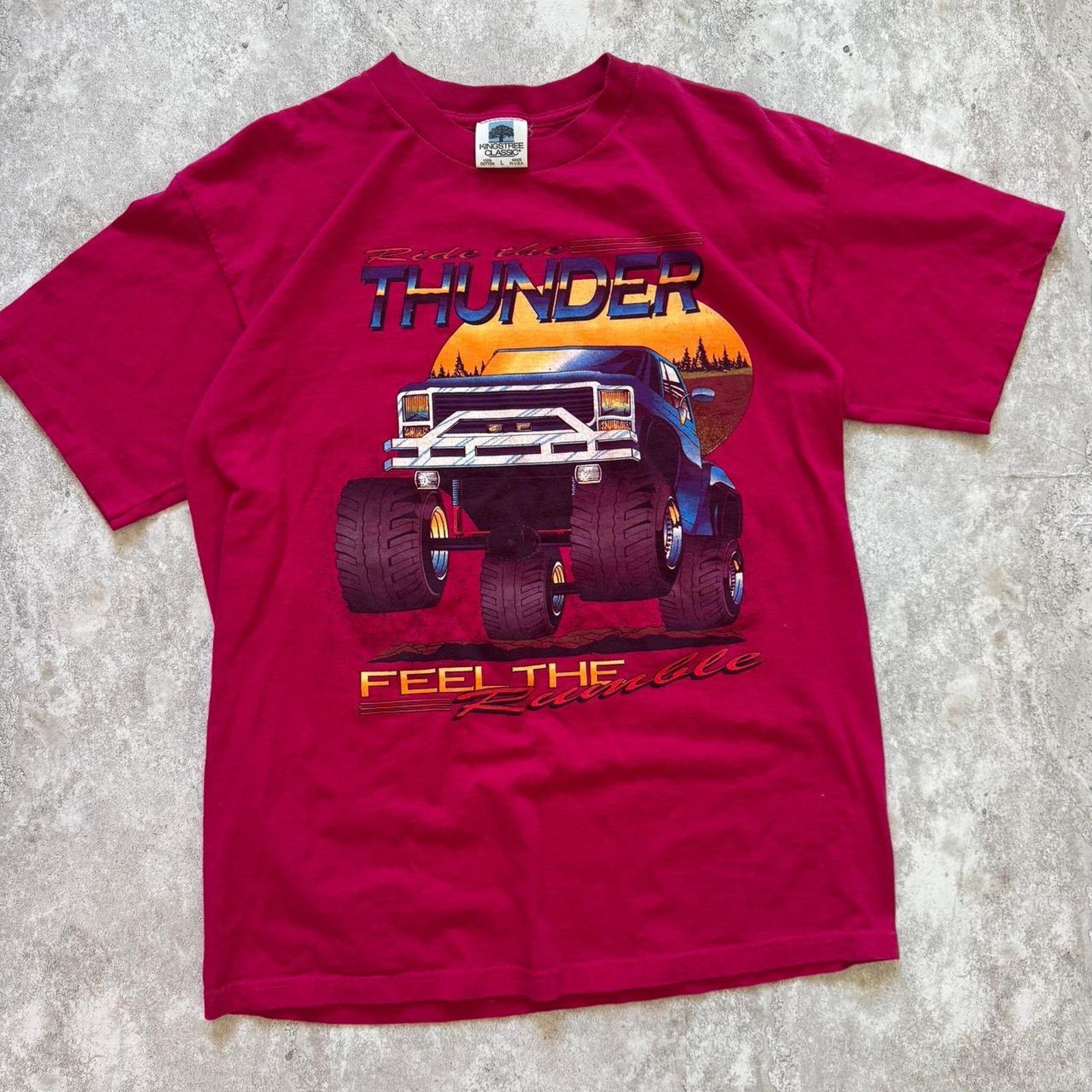Vintage Vintage 90 Ride the Thunder Monster Truck T-Shirt Size Large Size US L / EU 52-54 / 3 - 1 Thumbnail
