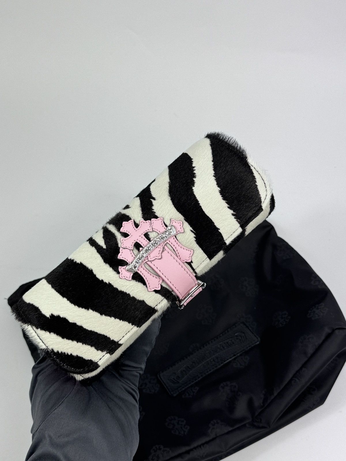 Chrome Hearts ZEBRA PINK LEATHER CROSS WATCH ROLL/CASE | Grailed