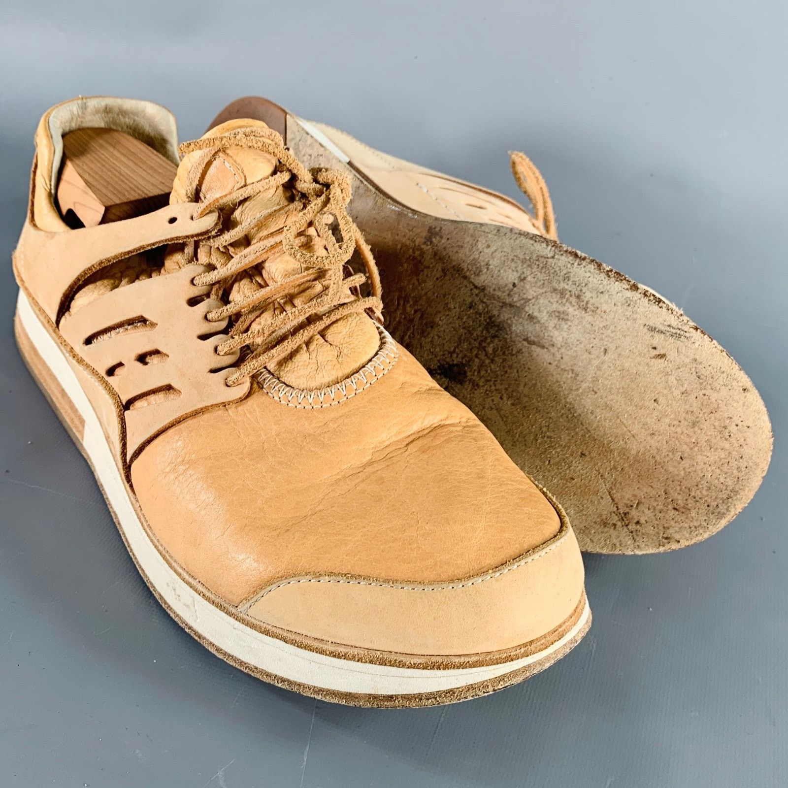 Hender Scheme Size 12 MIP-12 Beige Natural Leather Lace-Up Sneakers Size US 12 / EU 45 - 5 Thumbnail