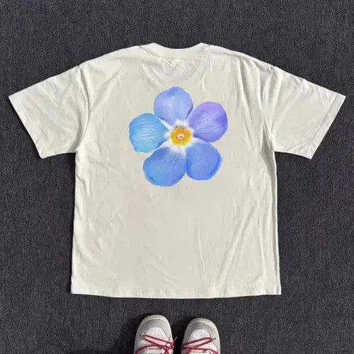 VIBE Kimaya x Yura Beige washed retro loose floral print t-shirt Size US M / EU 48-50 / 2 - 3 Thumbnail