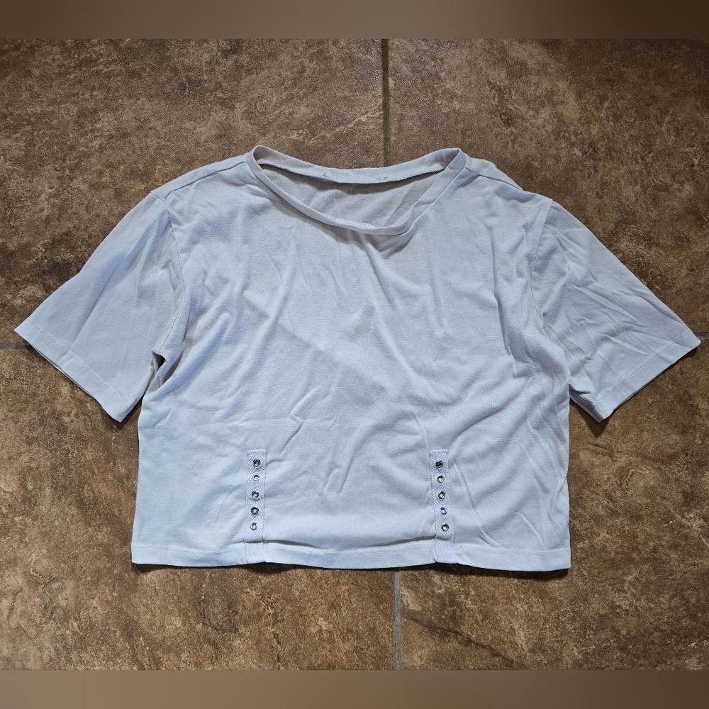 Designer White Lace Me Not Cropped Short Sleeve Size S / US 4 / IT 40 - 1 Thumbnail