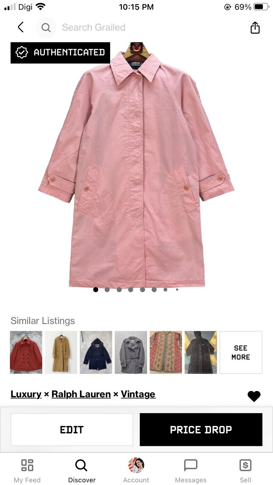 Ralph Lauren RALPH LAUREN PINK LONG COAT JACKET #6962-102 Size S / US 4 / IT 40 - 11 Thumbnail