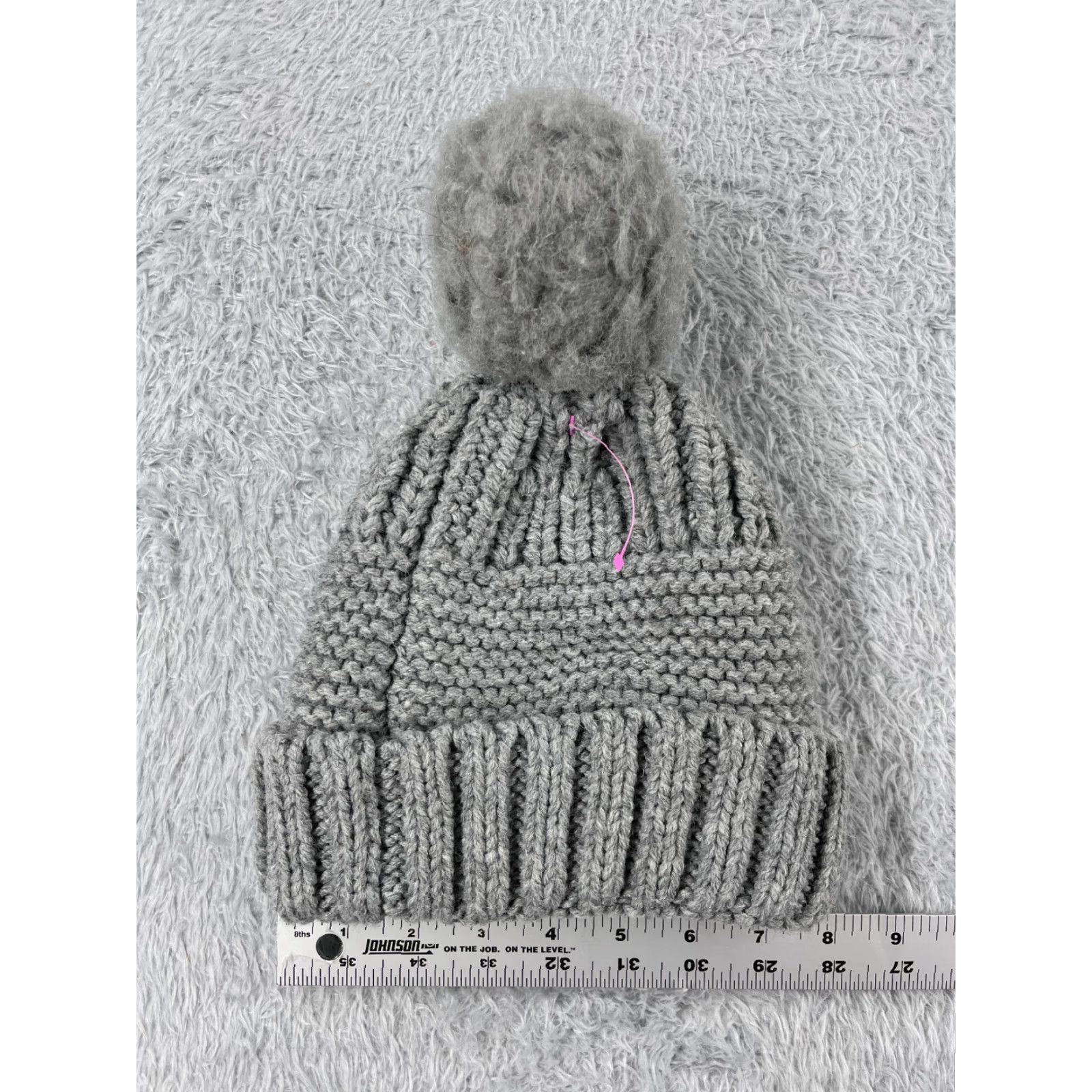 Vintage Time And Tru Beanie Toque Womens One Size Gray Knit Acrylic Polyester Blend Pom Size ONE SIZE - 4 Thumbnail