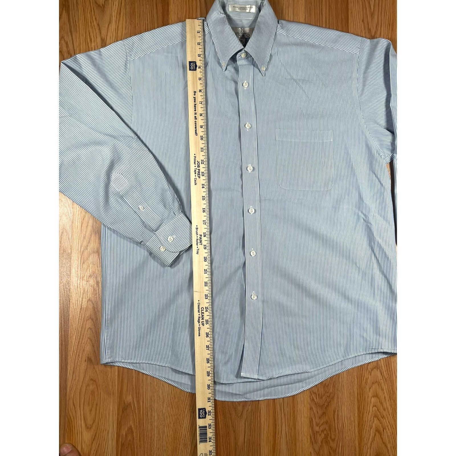 Enro ENRO Button-Down Dress Shirt Mens 16 34-35 Blue White Striped Long Sleeve Shirt Mens Colorful Multicolor Casual Workwear Size 42R - 3 Thumbnail