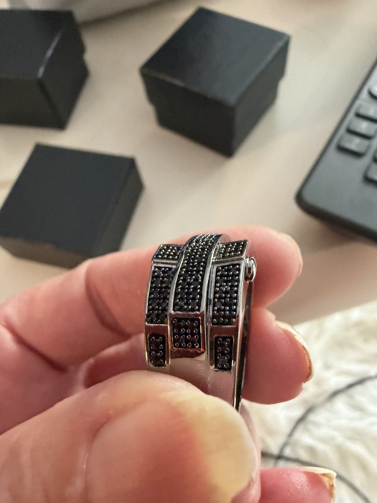 Other Men’s ion black over sterling silver black natural diamonds Size ONE SIZE - 5 Thumbnail