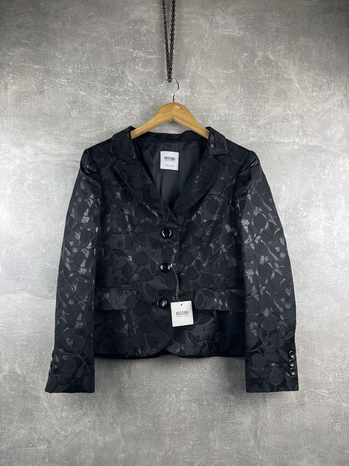 Moschino Moschino Cheap and Chic Luxury Black Flowers Cotton Blazer Size L / US 10 / IT 46 - 1 Thumbnail