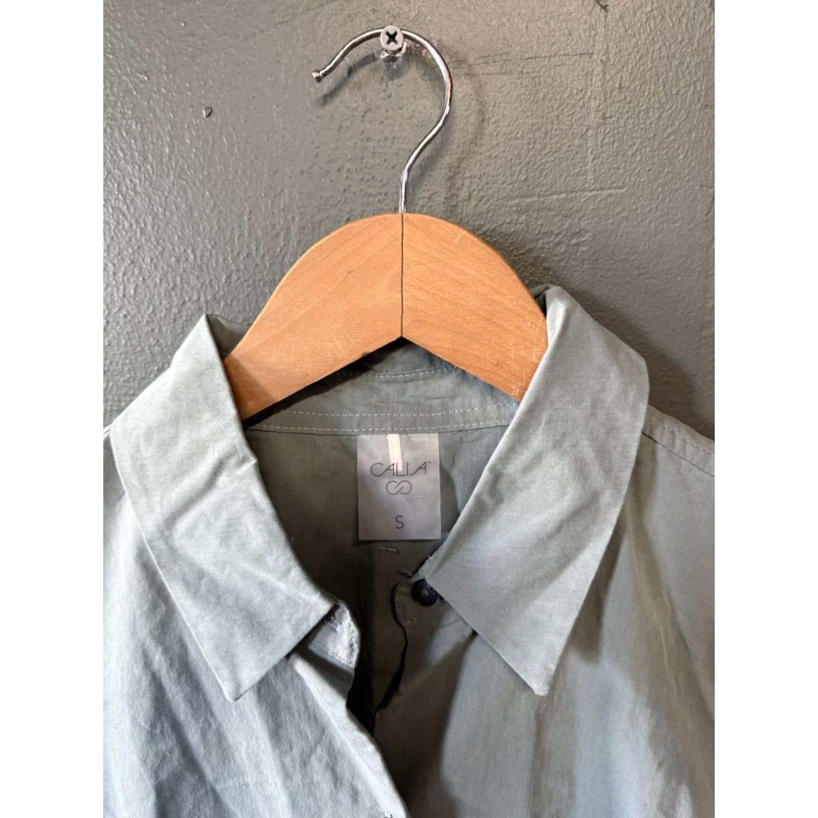 Vintage Calia Womens Gray Long Sleeve Button Up Collared Shirt Size Small Size S / US 4 / IT 40 - 3 Thumbnail