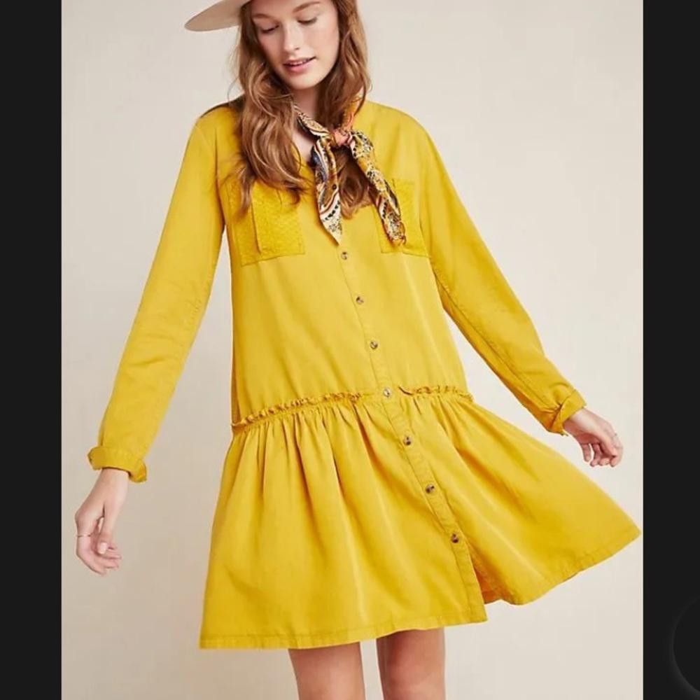 Designer Anthropologie l Maeve Marlie Button-Front Tunic Dress Size 6 Size M / US 6-8 / IT 42-44 - 12 Thumbnail