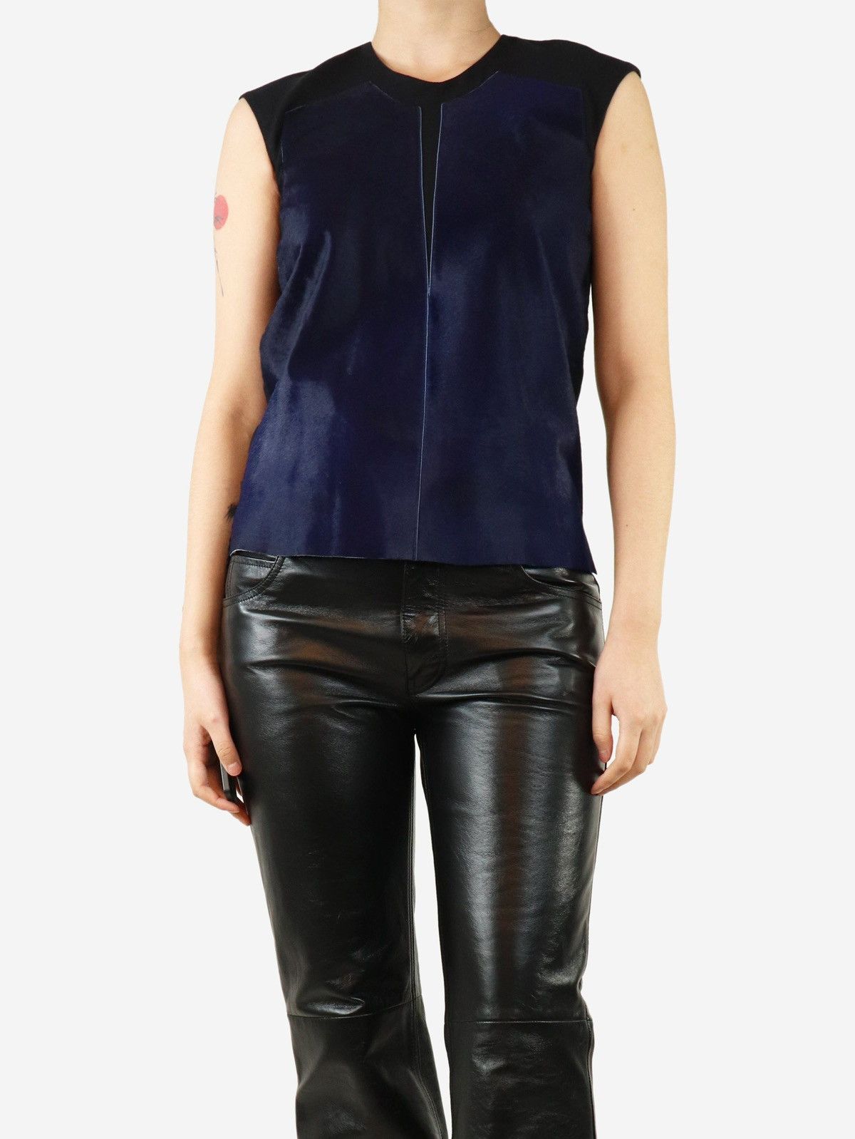 Helmut Lang HELMUT LANG CALF HAIR CAPPED SLEEVELESS BLOUSE Size S / US 4 / IT 40 - 1 Thumbnail