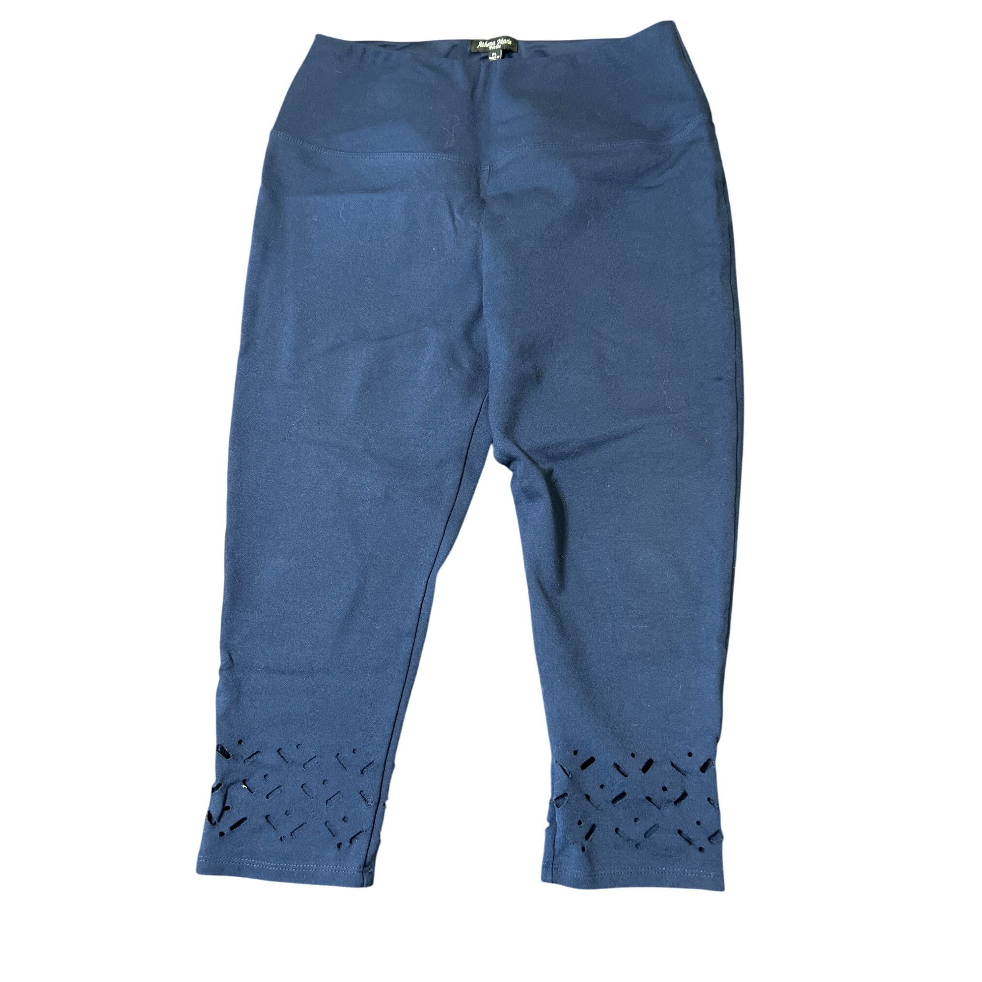 Other Athena Marie Navy Blue Capri Leggings Laser Cut Details Stre Size 34" / US 12 / IT 48 - 1 Thumbnail