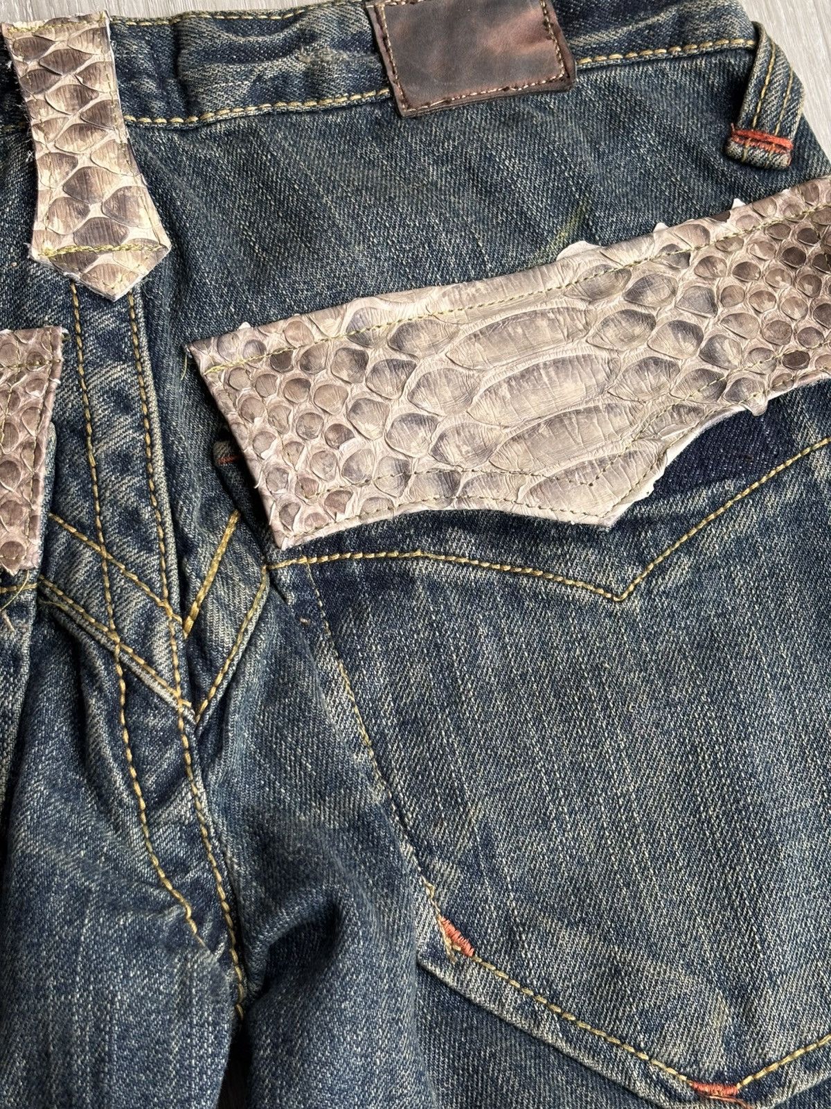 Japanese Brand REEF phyton accent lace up flare jeans Size US 26 / EU 42 - 8 Thumbnail