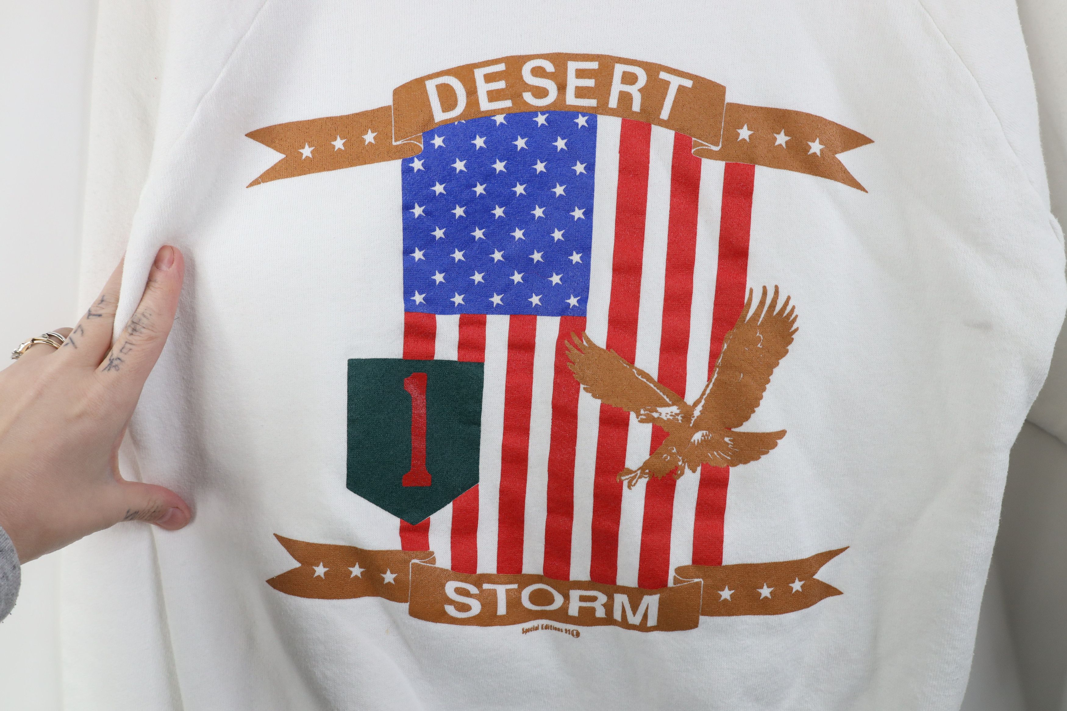 Vintage Vintage 90s Military Support Desert Storm Sweatshirt Size L / US 10 / IT 46 - 4 Thumbnail