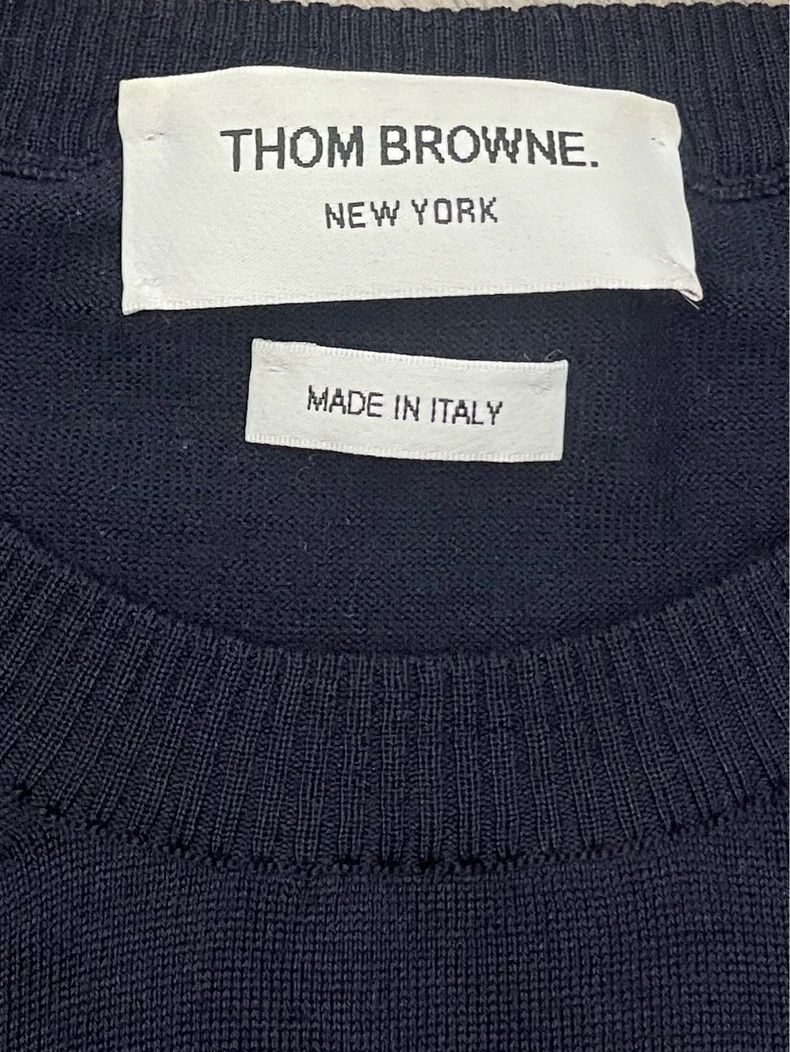 Thom Browne Thom browne Dark blue classic four-striped round-neck wool Size US XL / EU 56 / 4 - 5 Thumbnail