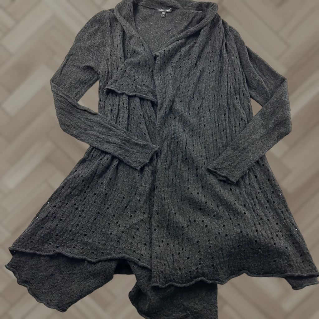Eileen Fisher Eileen Fisher Cardigan Wool Open Long Sleeve Women's Small Gray Shirt Womens Cardigan Wool Open Long Sleeve Gray Eileen Fisher Size S / US 4 / IT 40 - 1 Thumbnail