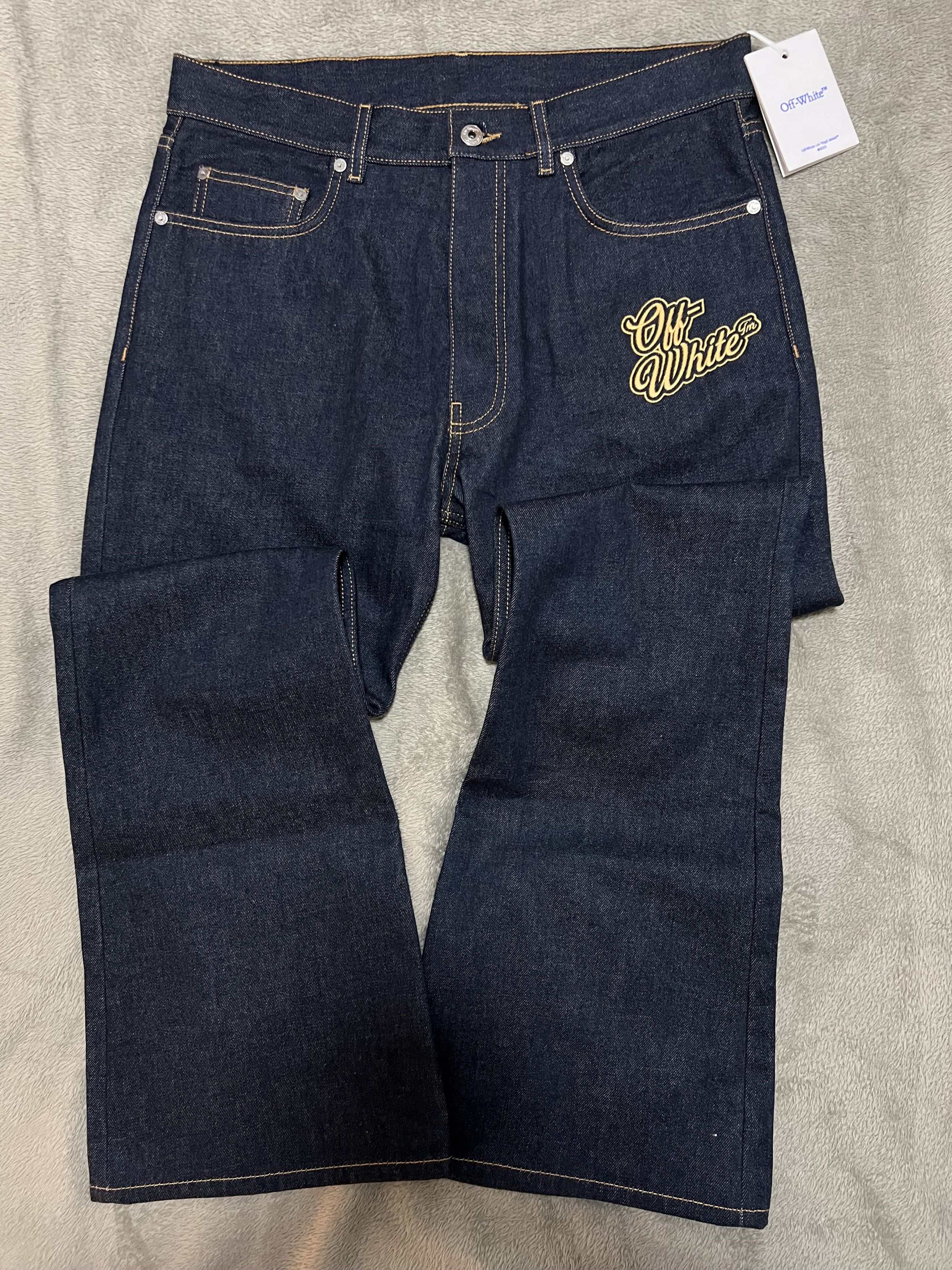 Off-White Off-White SS24 “90s Logo” Raw Blue Flare Jeans - W31 Size US 31 - 1 Thumbnail
