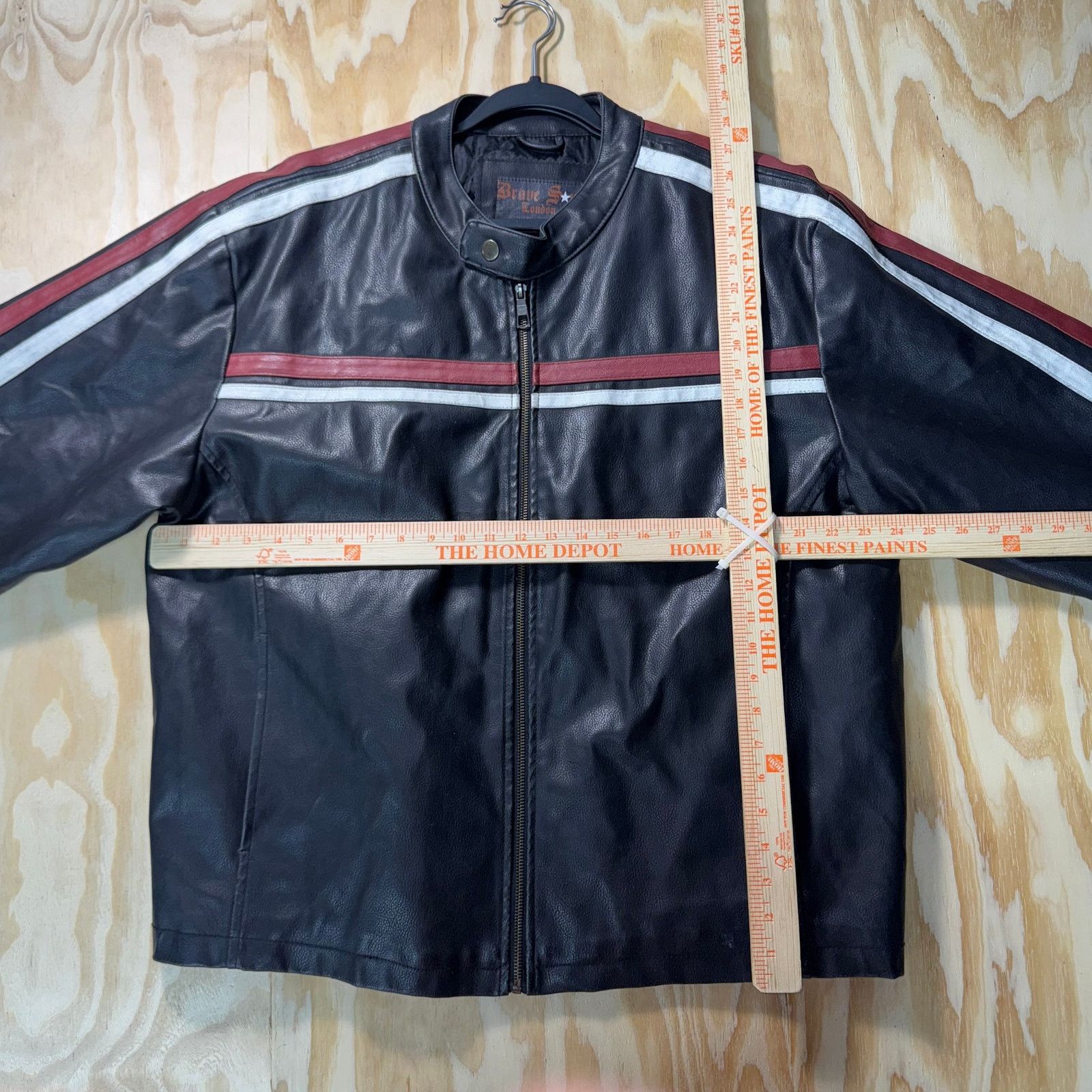 Brave Soul Vintage Y2K brave soul London 2000s leather striped jacket Size US XL / EU 56 / 4 - 4 Thumbnail