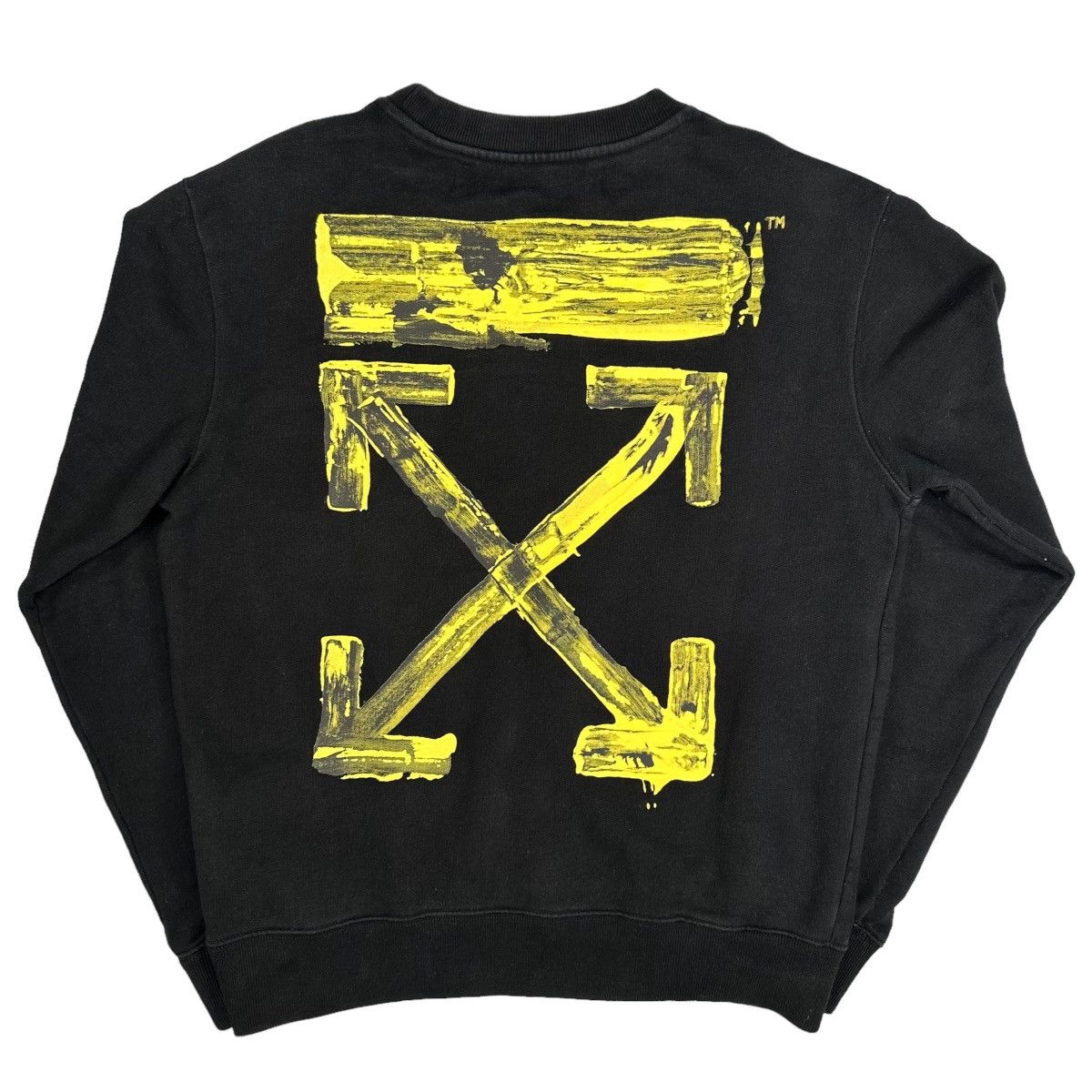 image of Off White Off-White Size S Sweatshirt Black Arrows Painted Logo Yellow, Men's