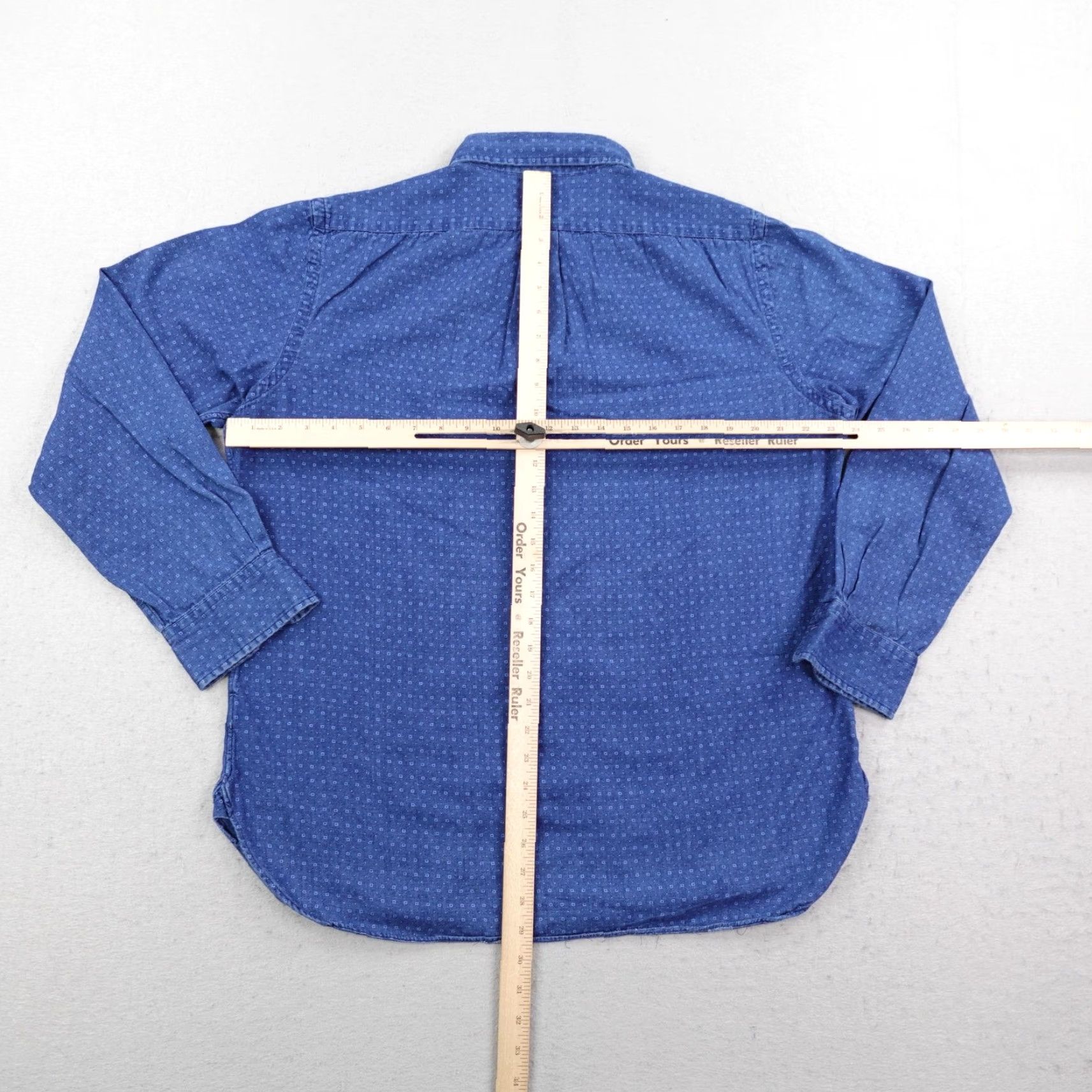 Ralph Lauren RALPH LAUREN Men’s Large Blue Chambray Button-Up Shirt - Long Sleeve Geometric Pattern Casual Outdoor Size US L / EU 52-54 / 3 - 5 Thumbnail