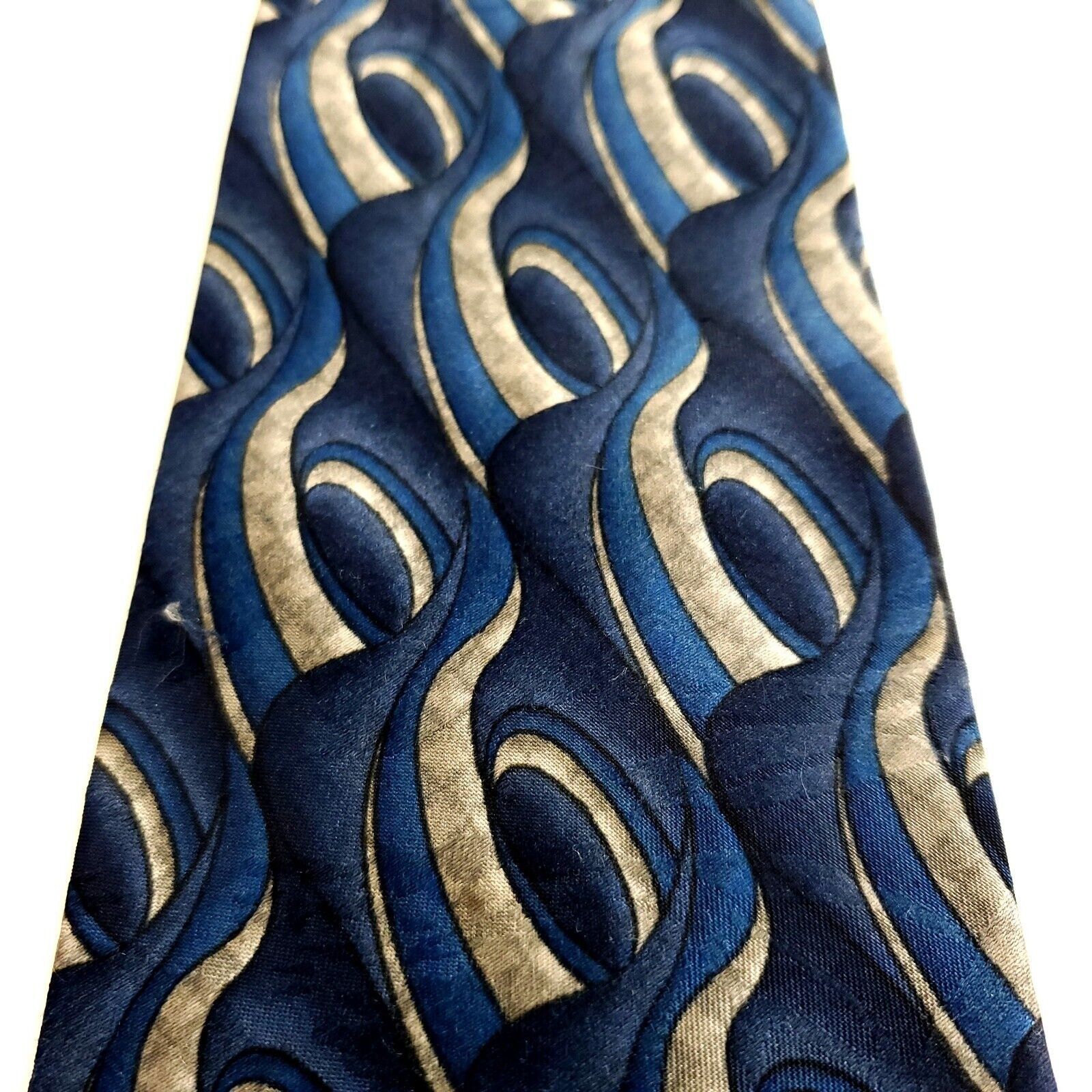 Puritan Puritan Polyester Tie Blue Abstract Tan Tie Size ONE SIZE - 2 Thumbnail