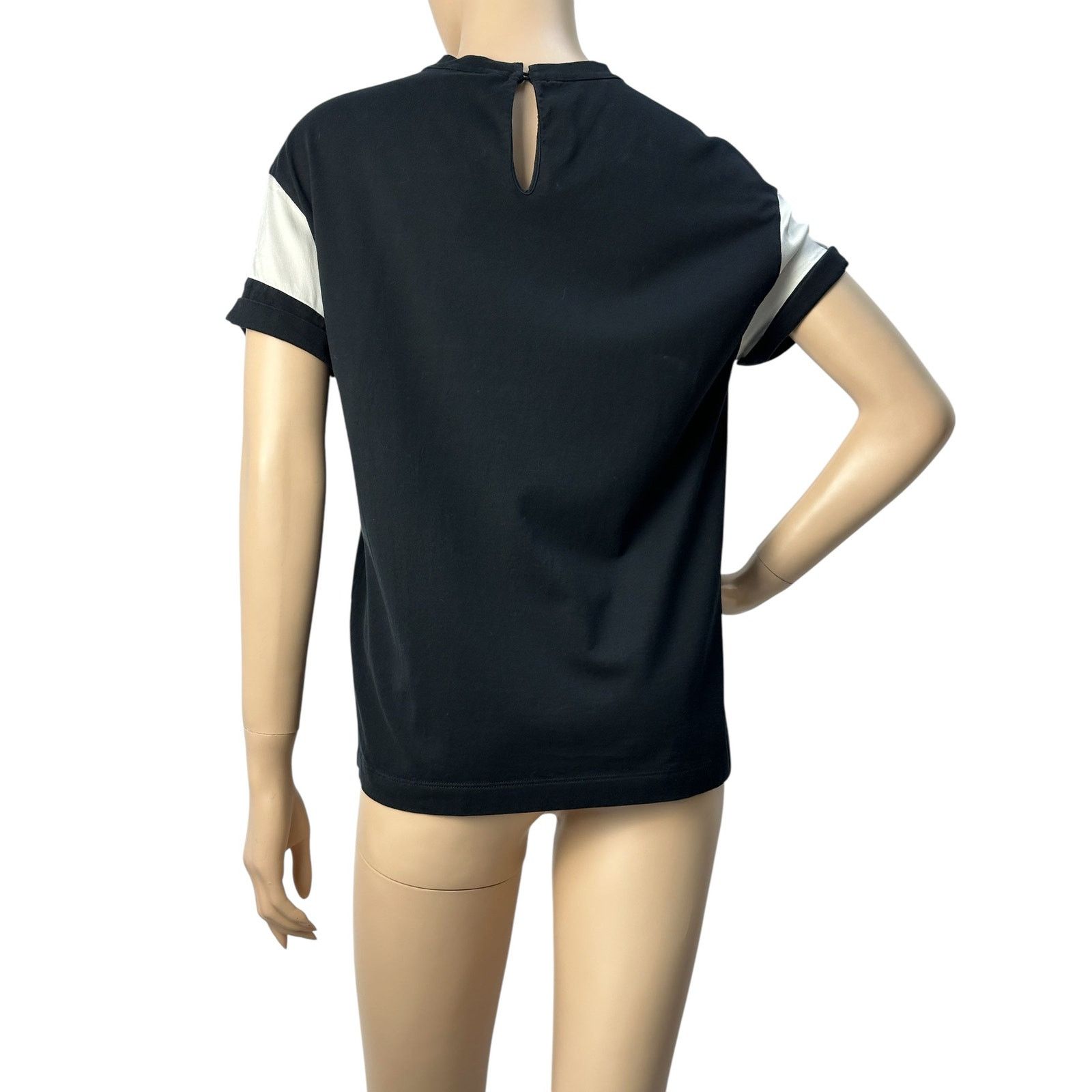 Brunello Cucinelli Brunello Cucinelli Black Satin Stripe T-Shirt Sz.S Size S / US 4 / IT 40 - 2 Thumbnail