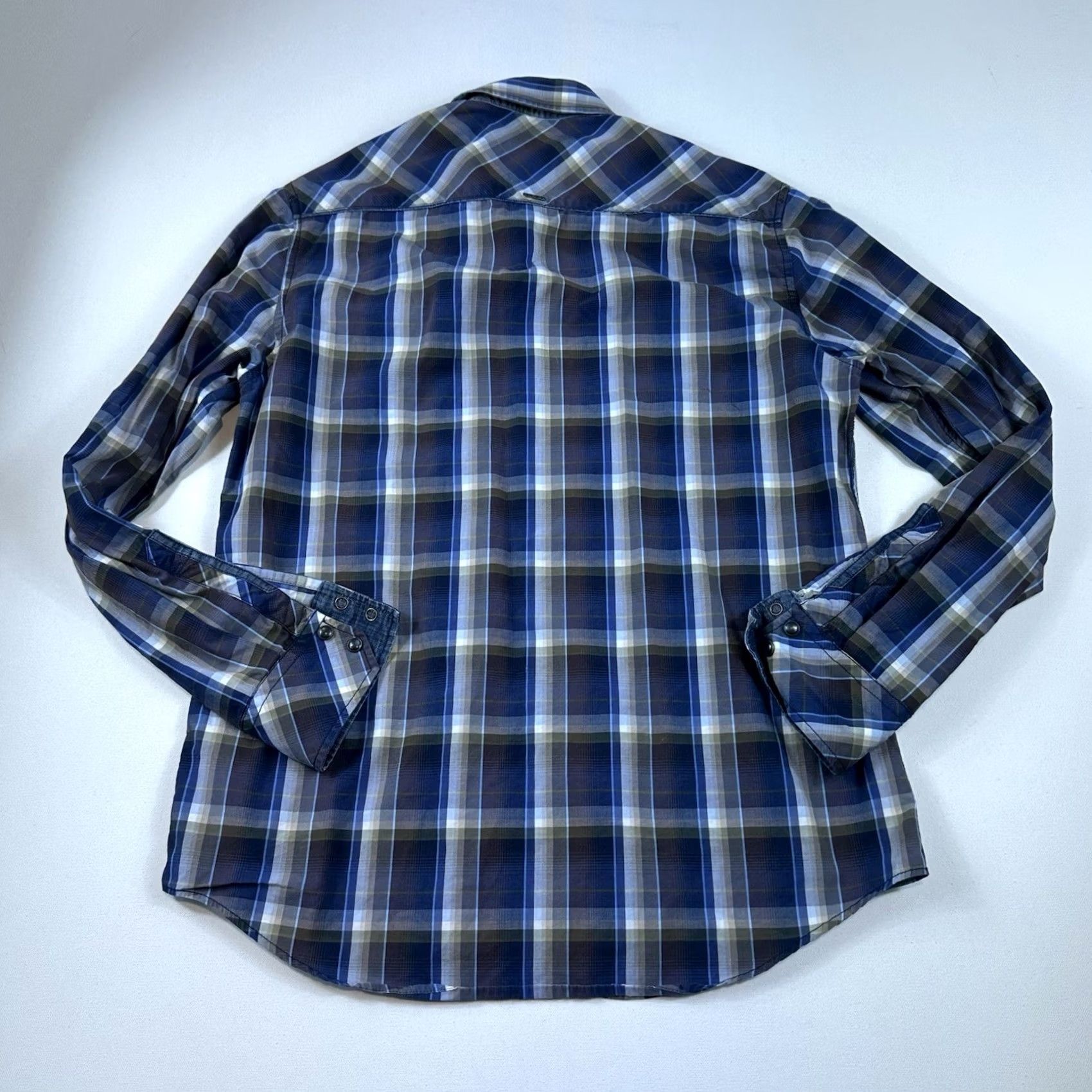 Vintage 7 Diamonds Shirt Button-Up Long Sleeve Mens Large Plaid Blue Cotton Regular Breathable Comfortable Size US L / EU 52-54 / 3 - 2 Thumbnail