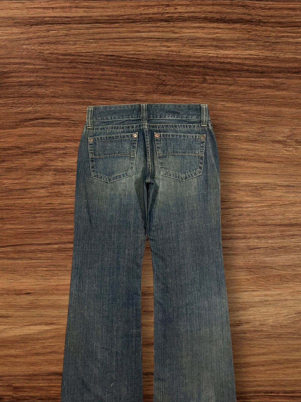 Japanese Brand × Uniqlo Vintage Japanese Brand Uniqlo Blue Faded Frayed Flare Jeans Size 31" - 5 Thumbnail