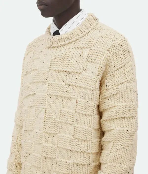 Bottega Veneta o1n1vont1224 Heavy Intreccio Graphic Wool Sweaters in Beige Size US XS / EU 42 / 0 - 2 Thumbnail