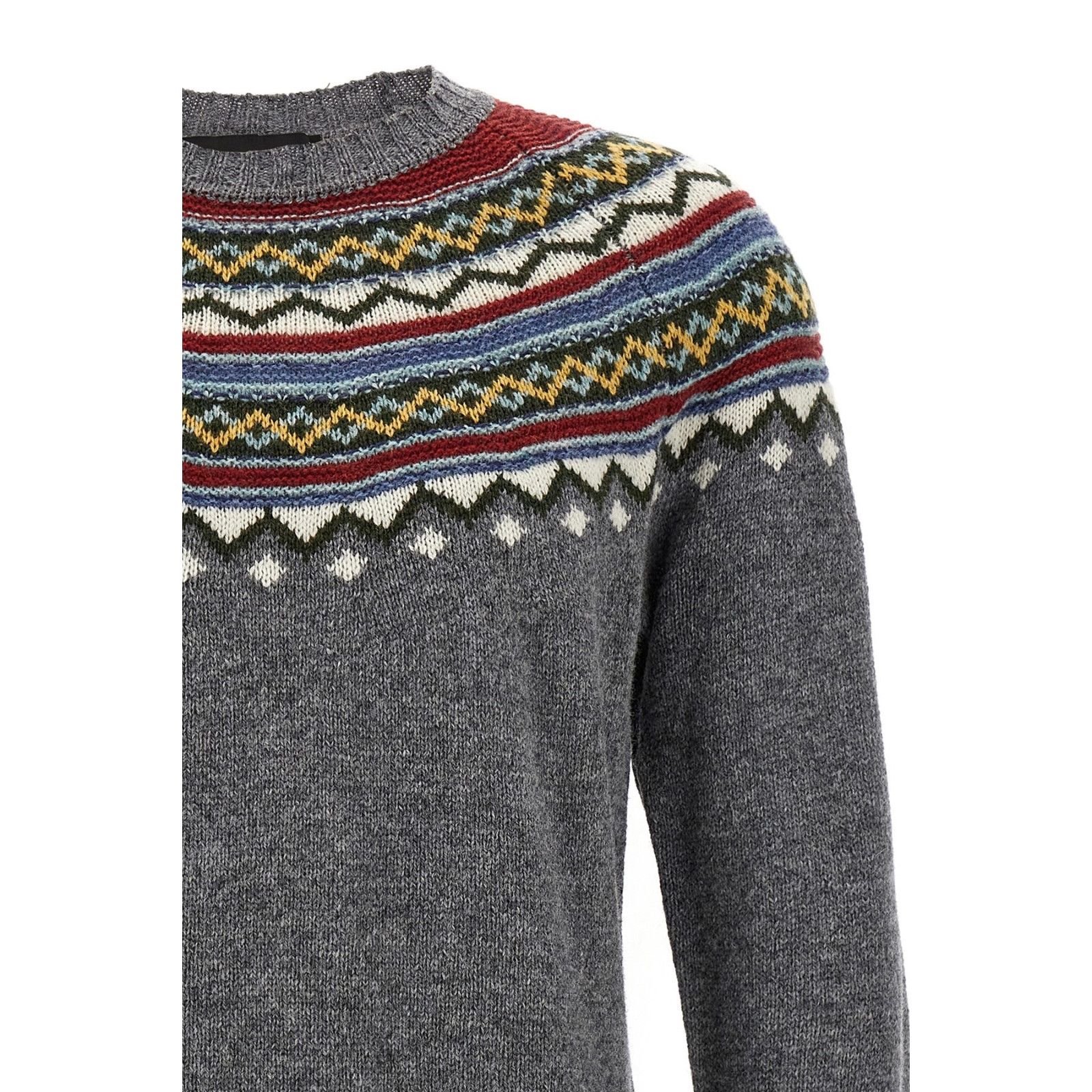 Dsquared2 DSQUARED2 Intarsia Gray Wool Sweater New & Authentic (Men's Size US XL / EU 56 / 4 - 3 Thumbnail
