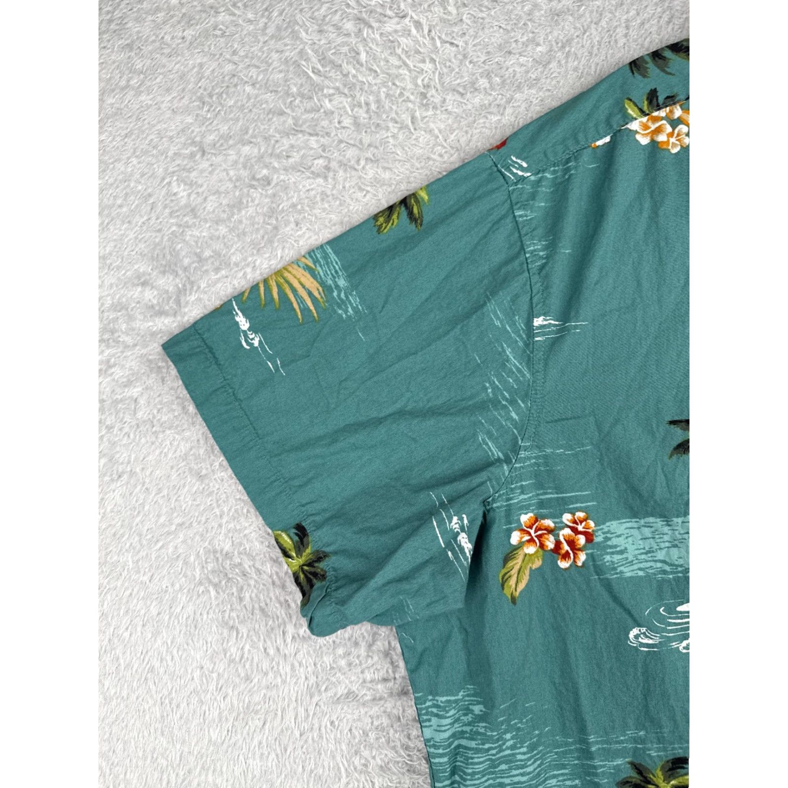 Vintage 28 Palms Shirt Men 2XL Blue Hibiscus Floral Palm Hawaiian Button Up Cotton Size US XXL / EU 58 / 5 - 3 Thumbnail
