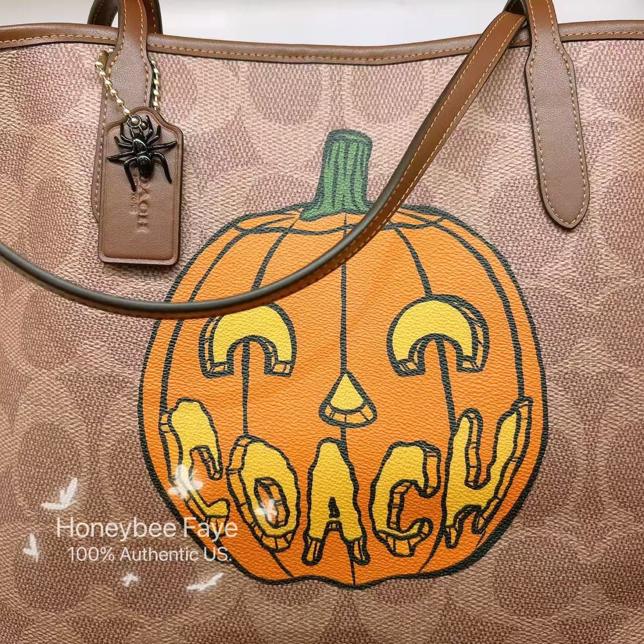 Coach City Tote Bag In Signature Canvas With Halloween Print CCE70 Size ONE SIZE - 4 Thumbnail