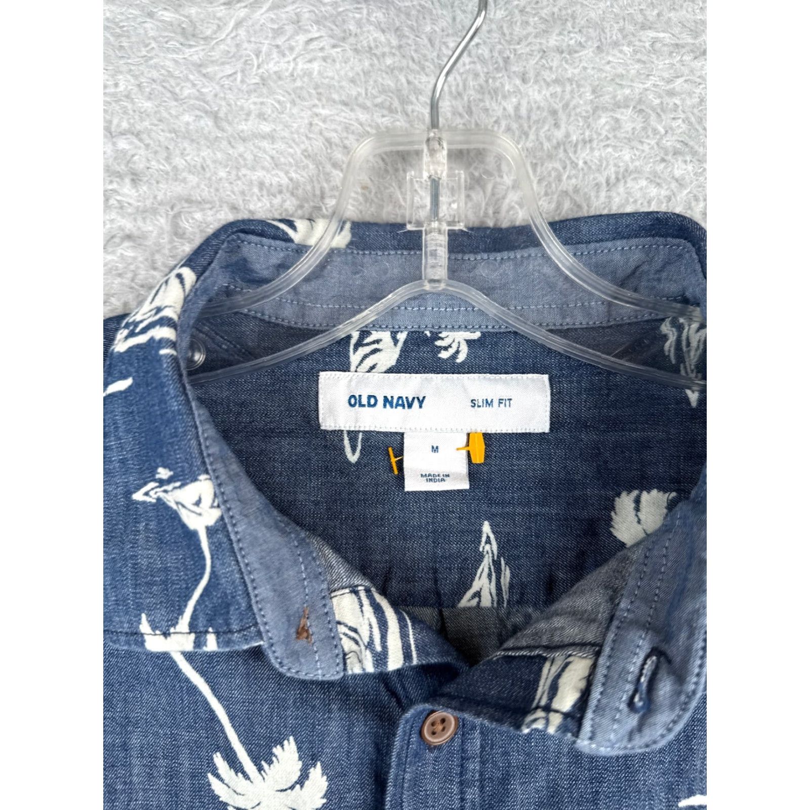 Old Navy Old Navy Hawaiian Shirt Men Medium Blue White Floral Slim Button-Up Cotton Size US M / EU 48-50 / 2 - 6 Thumbnail