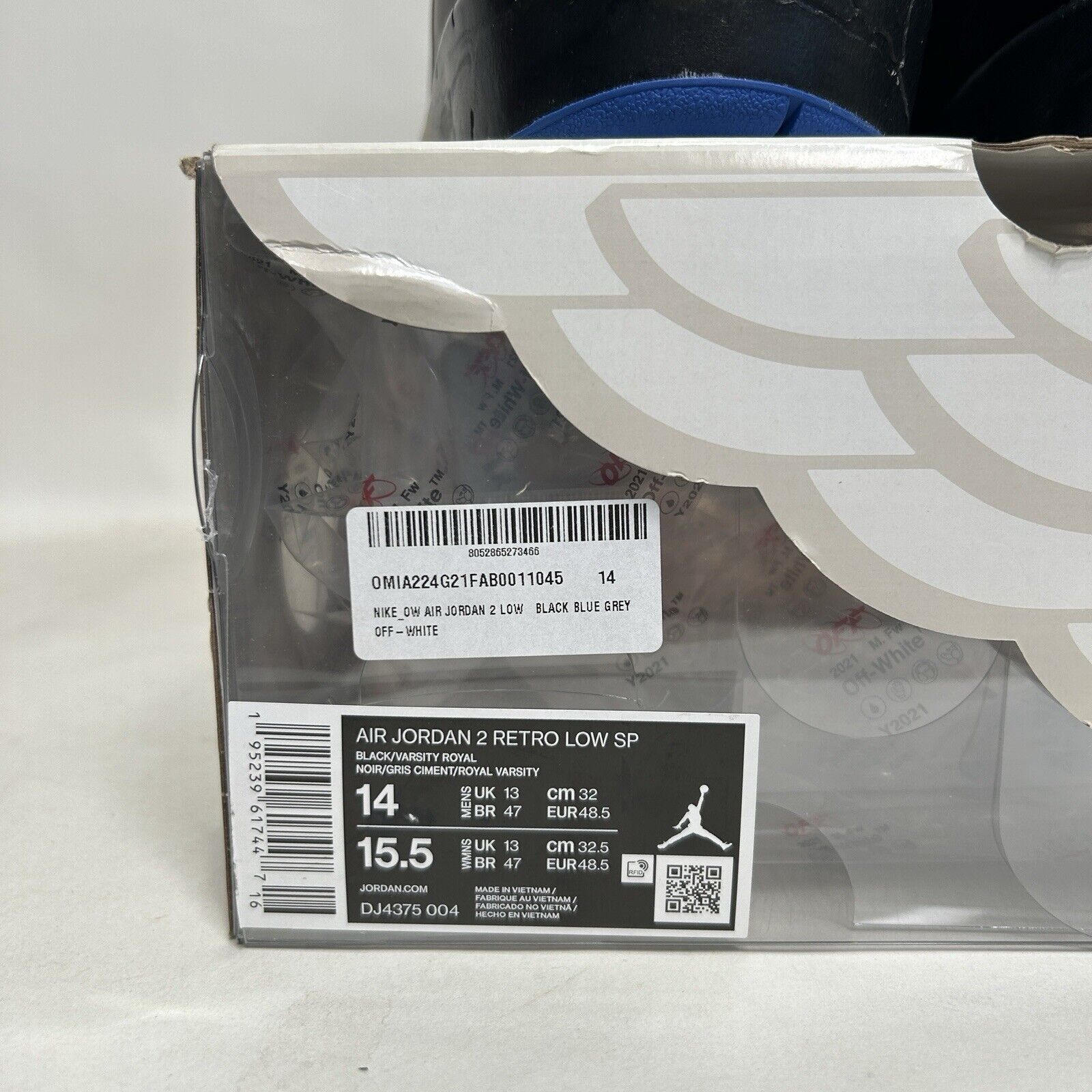 Jordan Brand Off-White x Air Jordan 2 Retro SP Low “Black Varsity Royal" Size US 14 / EU 47 - 5 Thumbnail