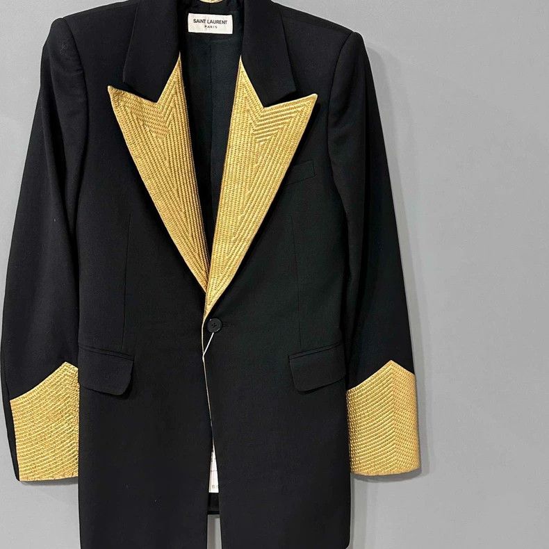 Saint Laurent Paris Saint Laurent Paris Gold embroidered lapel blazer 2505-Next Size XS / US 0-2 / IT 36-38 - 2 Thumbnail