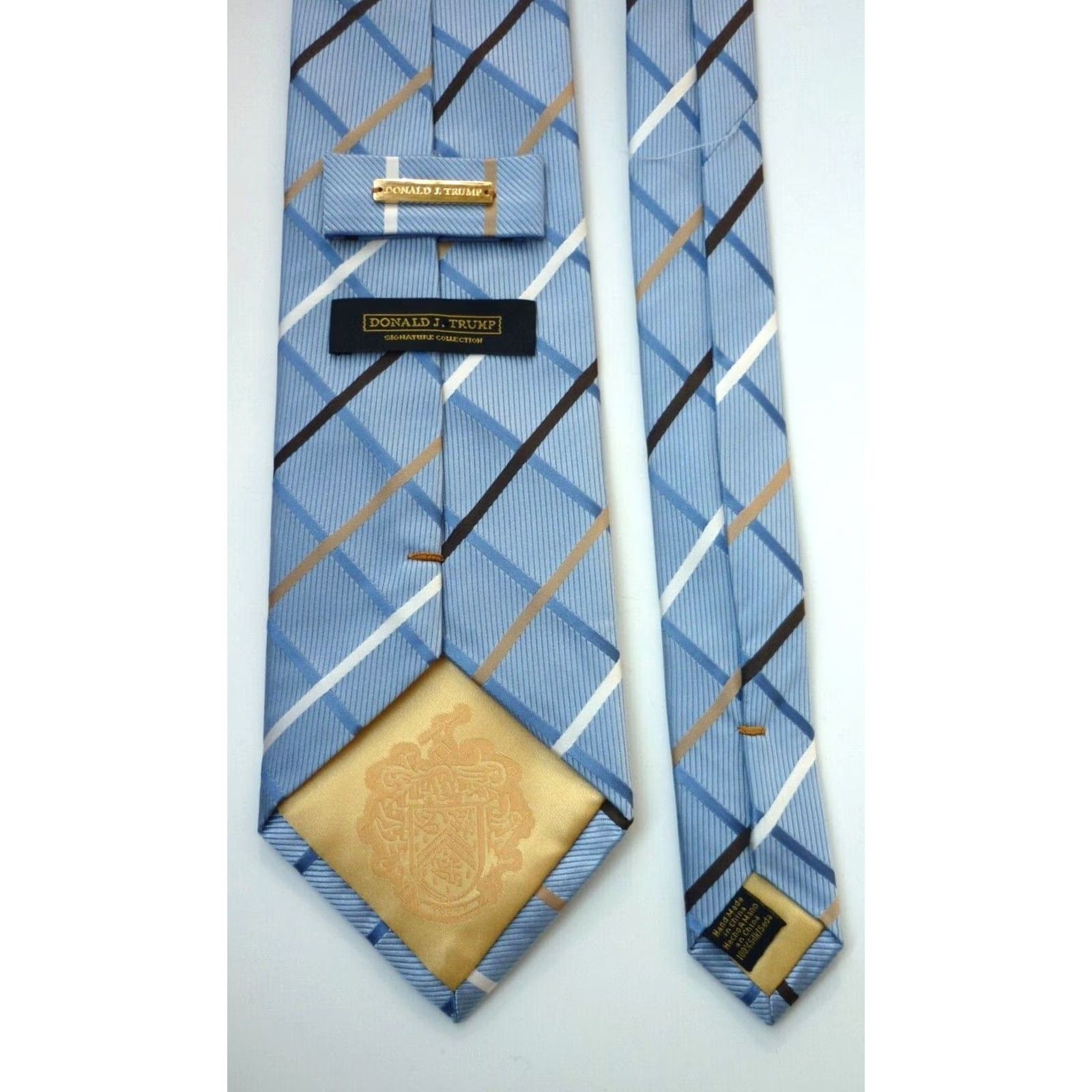 Vintage VINTAGE Donald J. Trump Signature Collection Silk Tie Plaid Mens Tie Blue 56.5" 3.75" Short 100% Silk Designer American Preppy Size ONE SIZE - 6 Thumbnail