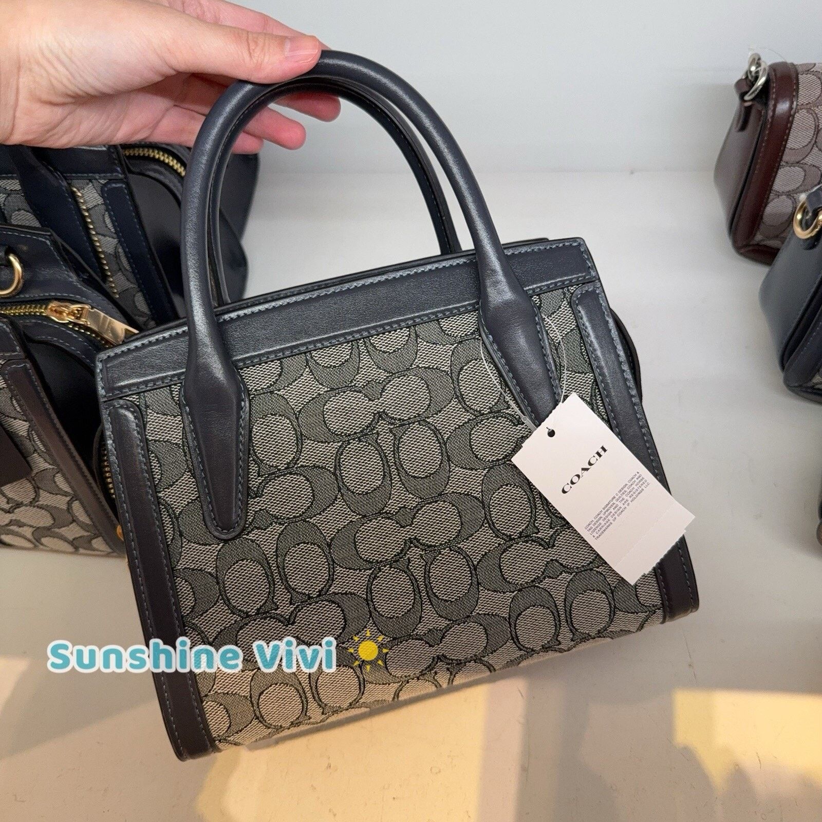 Coach NWT Coach Andrea Carryall Bag Signature Navy/Midnight CT766 Size ONE SIZE - 4 Thumbnail