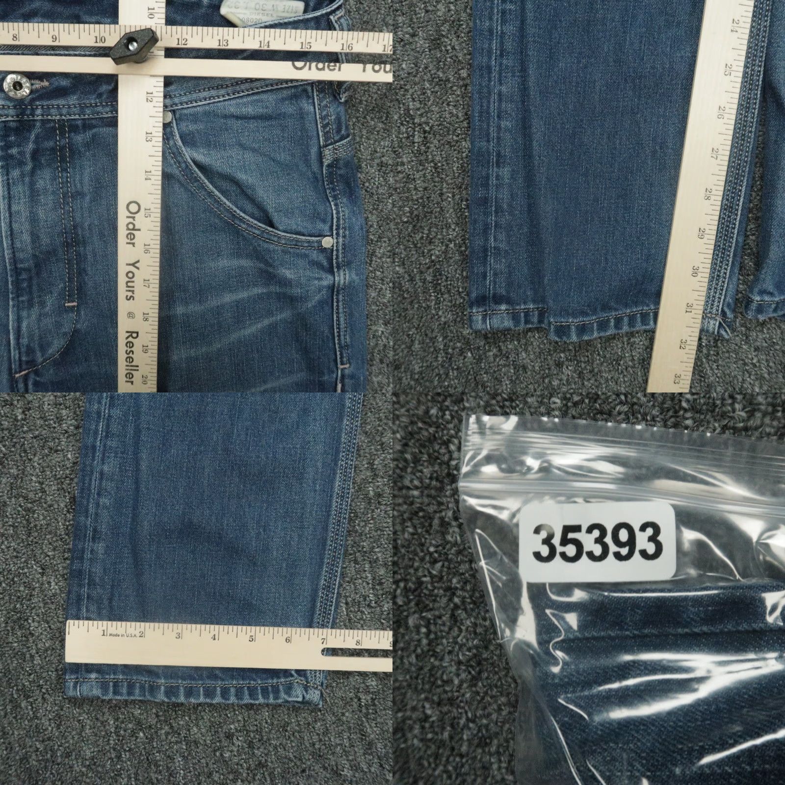 Diesel Diesel Jeans 31x32 Blue Krooley Slim Carrot 5 Pocket Whiskered Mens Size US 31 - 8 Thumbnail