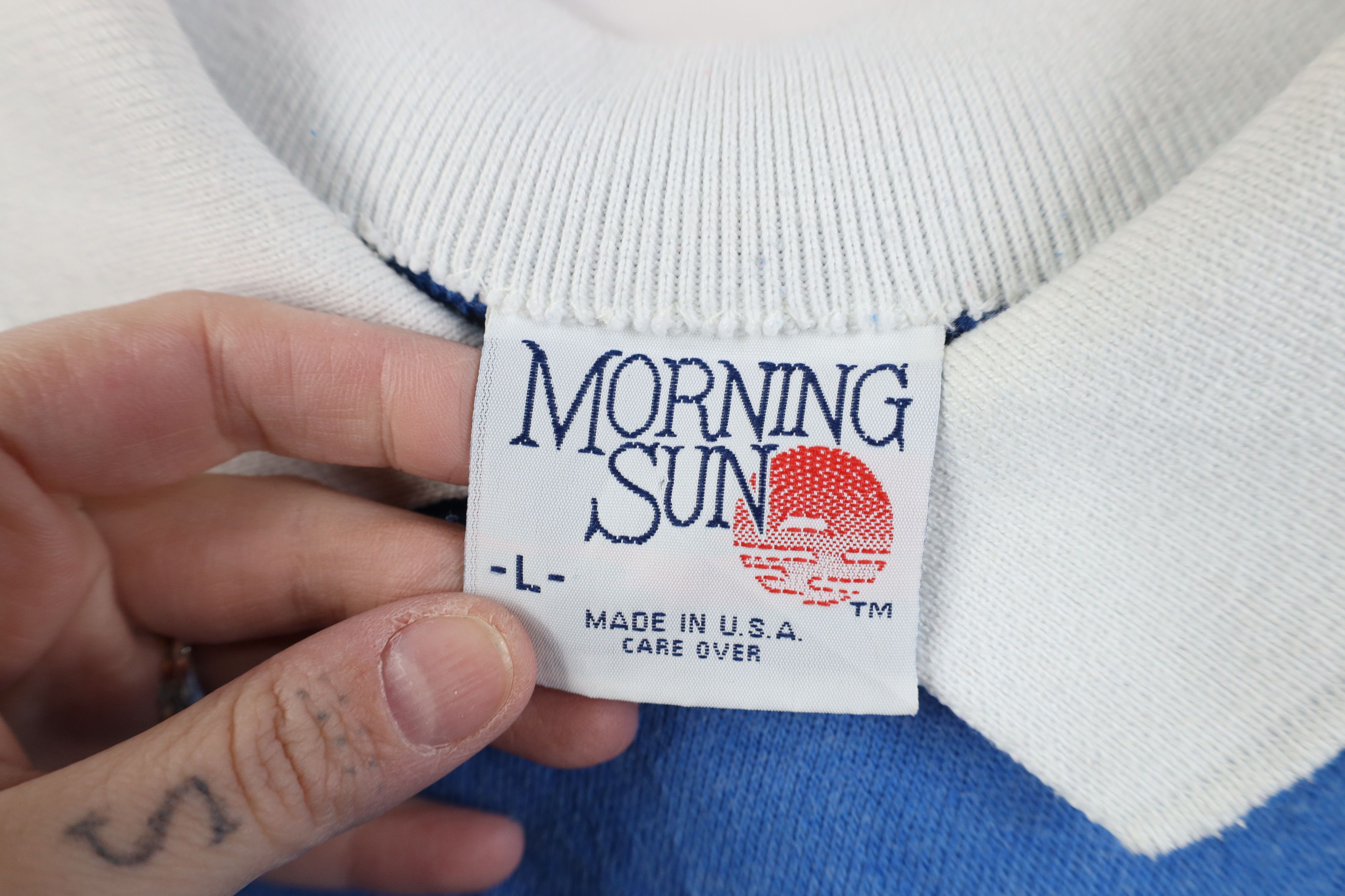 Vintage Vintage 80s Streetwear Popcorn Collared Sweatshirt Blue USA Size L / US 10 / IT 46 - 9 Thumbnail