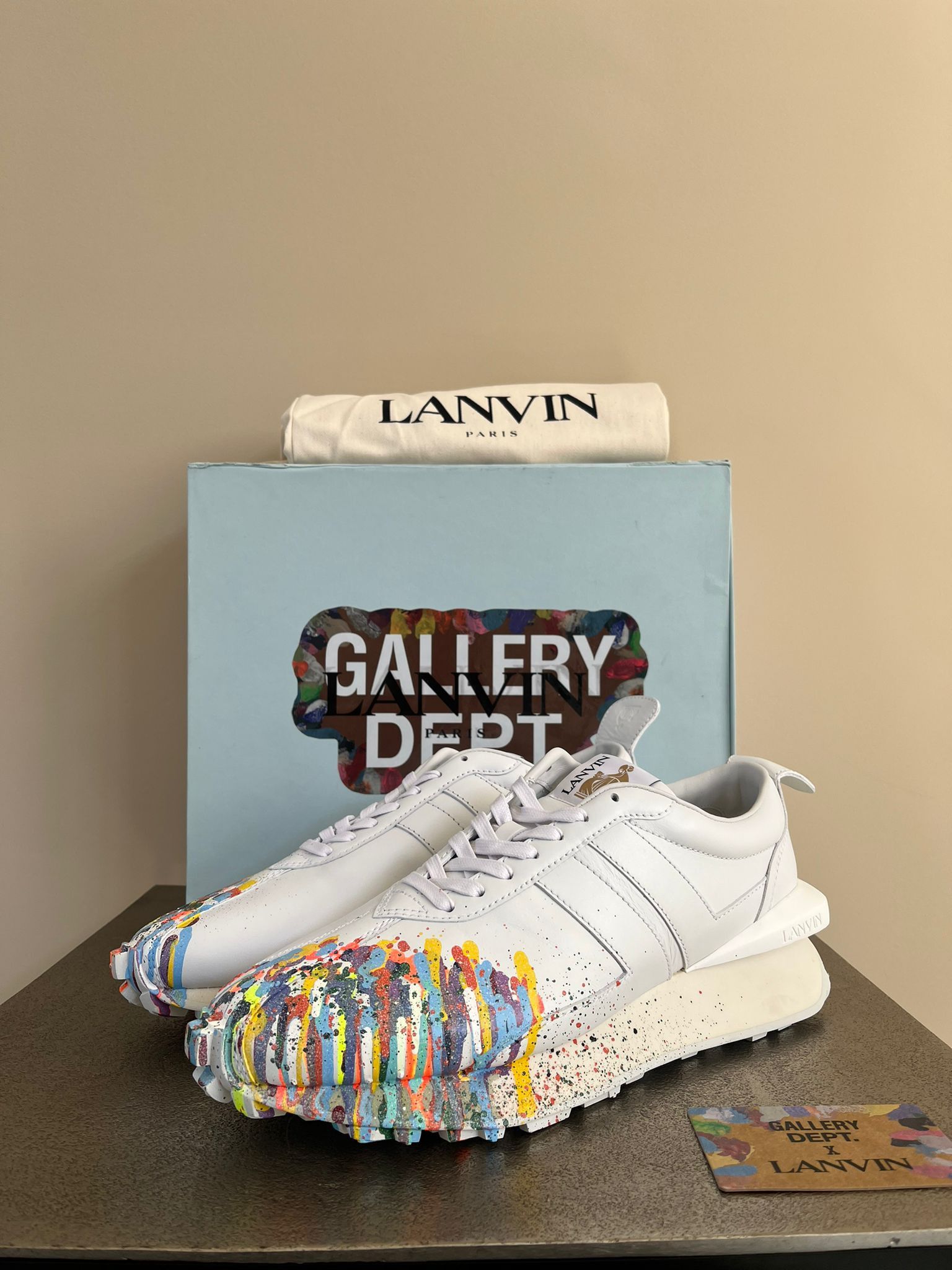 Gallery Dept. × Lanvin Paint Splatter Bump Sneakers in White Size US 12 / EU 45 - 1 Thumbnail