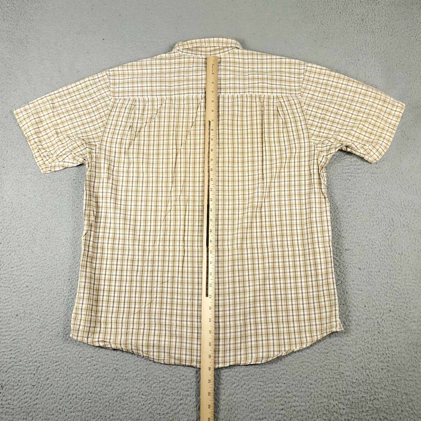 Nautica Nautica Shirt Mens Size Large Beige Plaid Button-Up Short Sleeve Casual Shirt - Nautica Button-Down Collar, Regular Fit, Cotton, Beige, Men Size US L / EU 52-54 / 3 - 3 Thumbnail