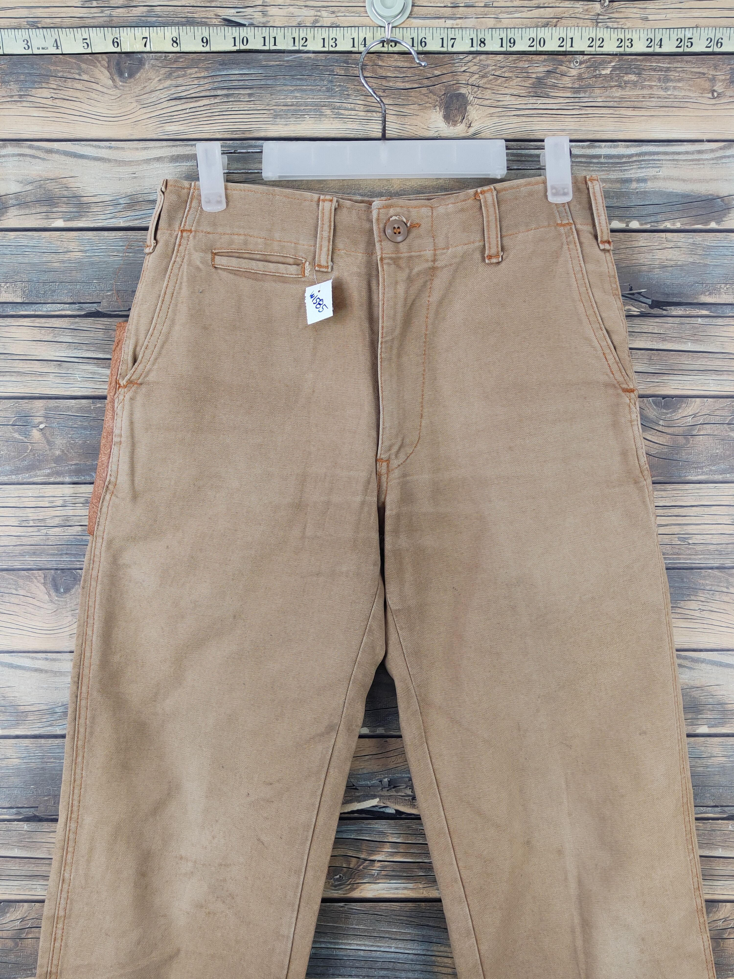 Vintage Collegiate Brown leather back vintage Casual Pants #W1585 Size US 28 / EU 44 - 2 Thumbnail