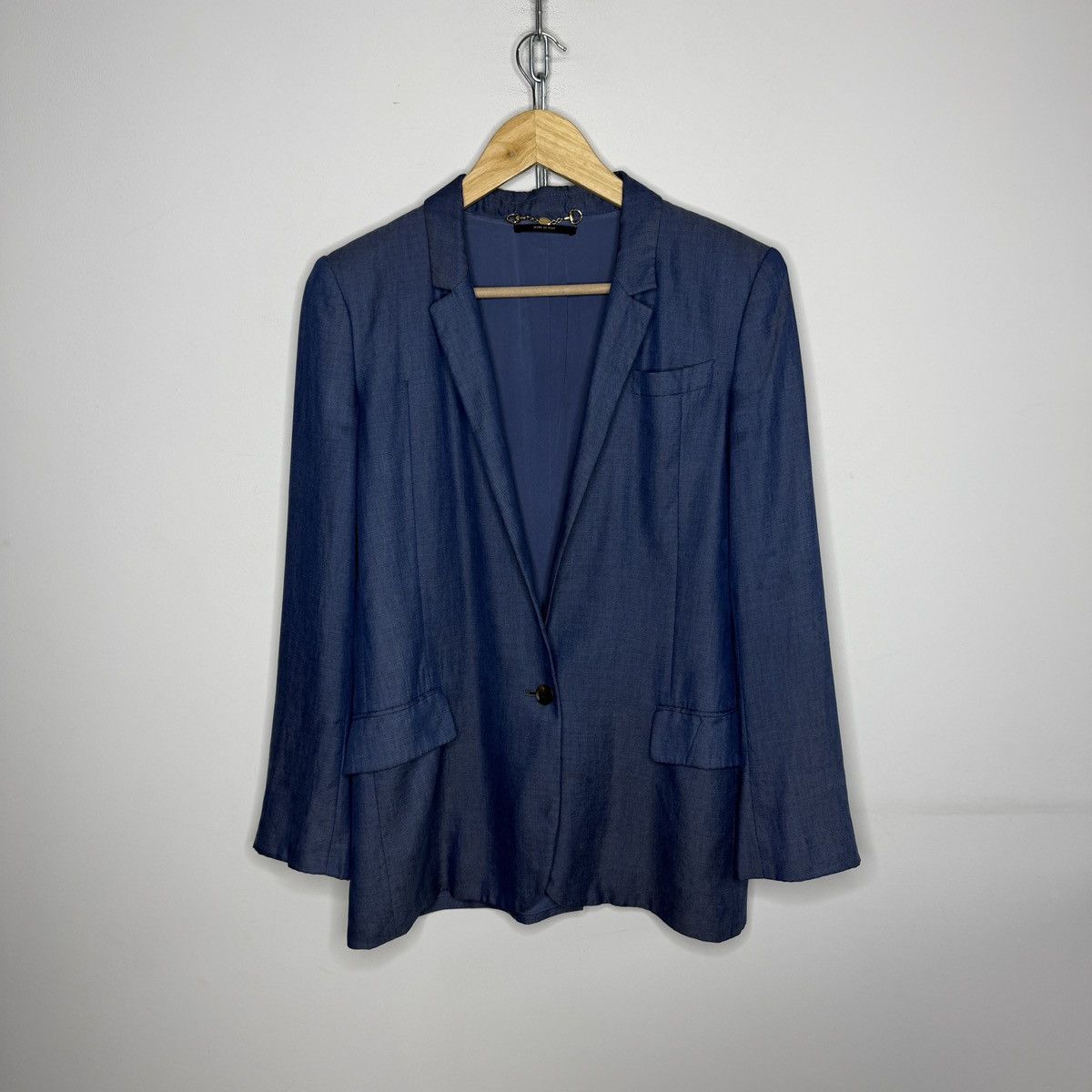 Gucci 2000s' Gucci by Tom Ford Blue Silk Rayon Blazer Jacket Size M / US 6-8 / IT 42-44 - 1 Thumbnail