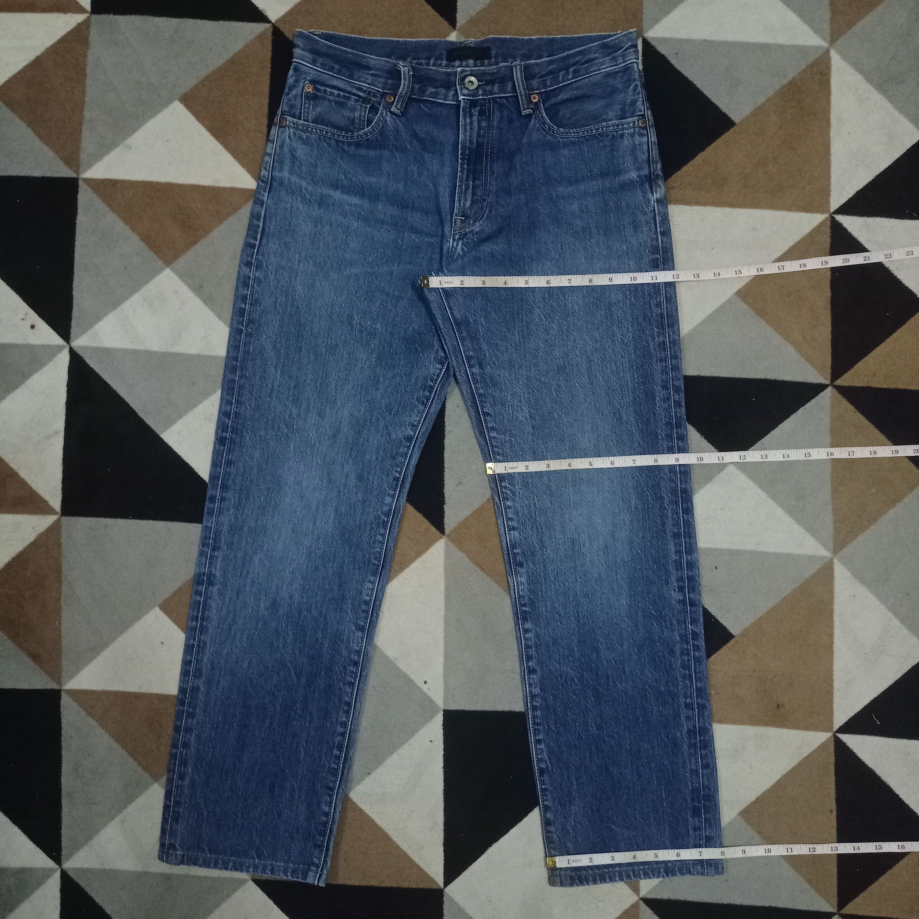 Japanese Brand × Uniqlo Vintage Japanese Uniqlo Blue Wash Straight Loose Jeans Size US 32 / EU 48 - 10 Thumbnail